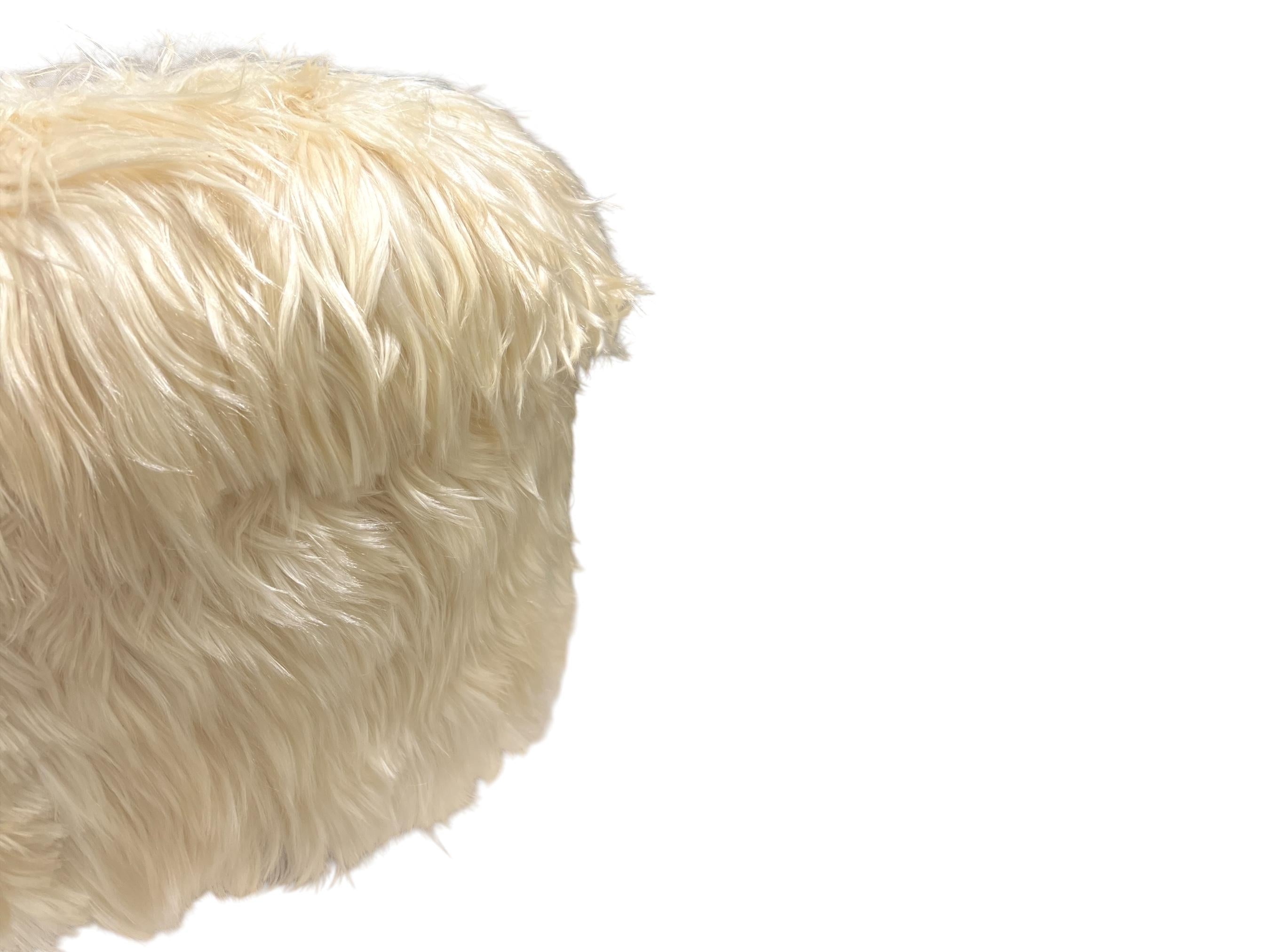 Small Round Angora Ottoman