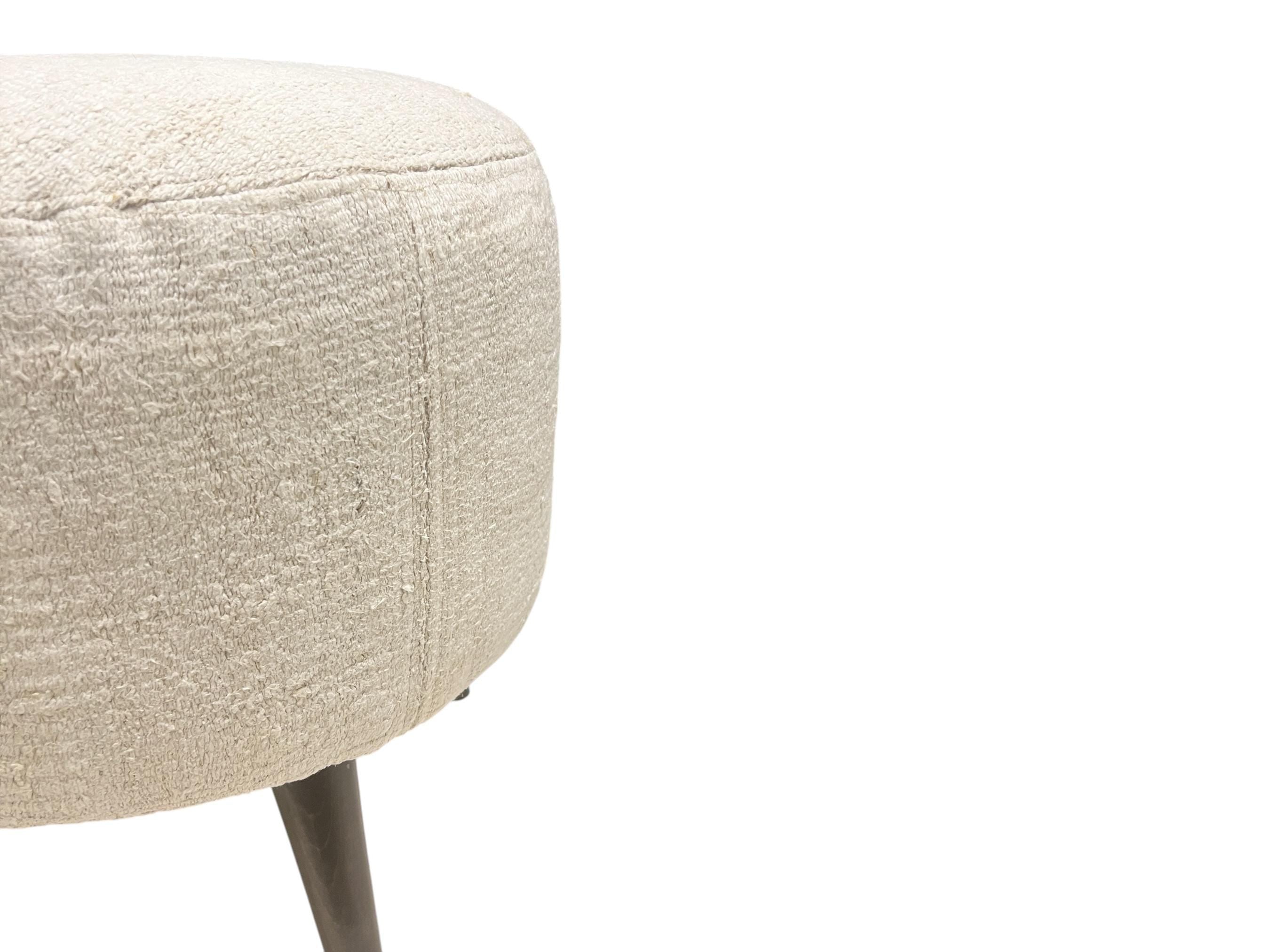 Vintage Hemp Kilim Small Round Ottoman