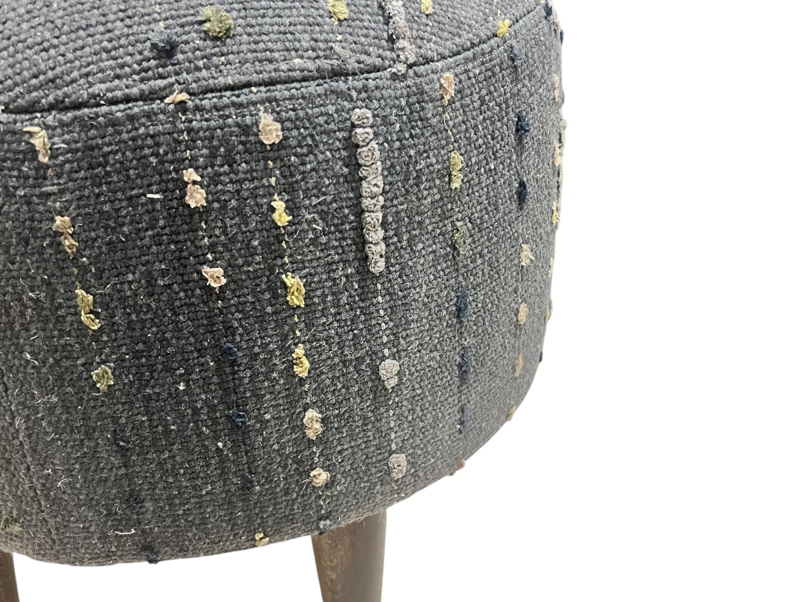 Grey Kilim Small Round Ottoman