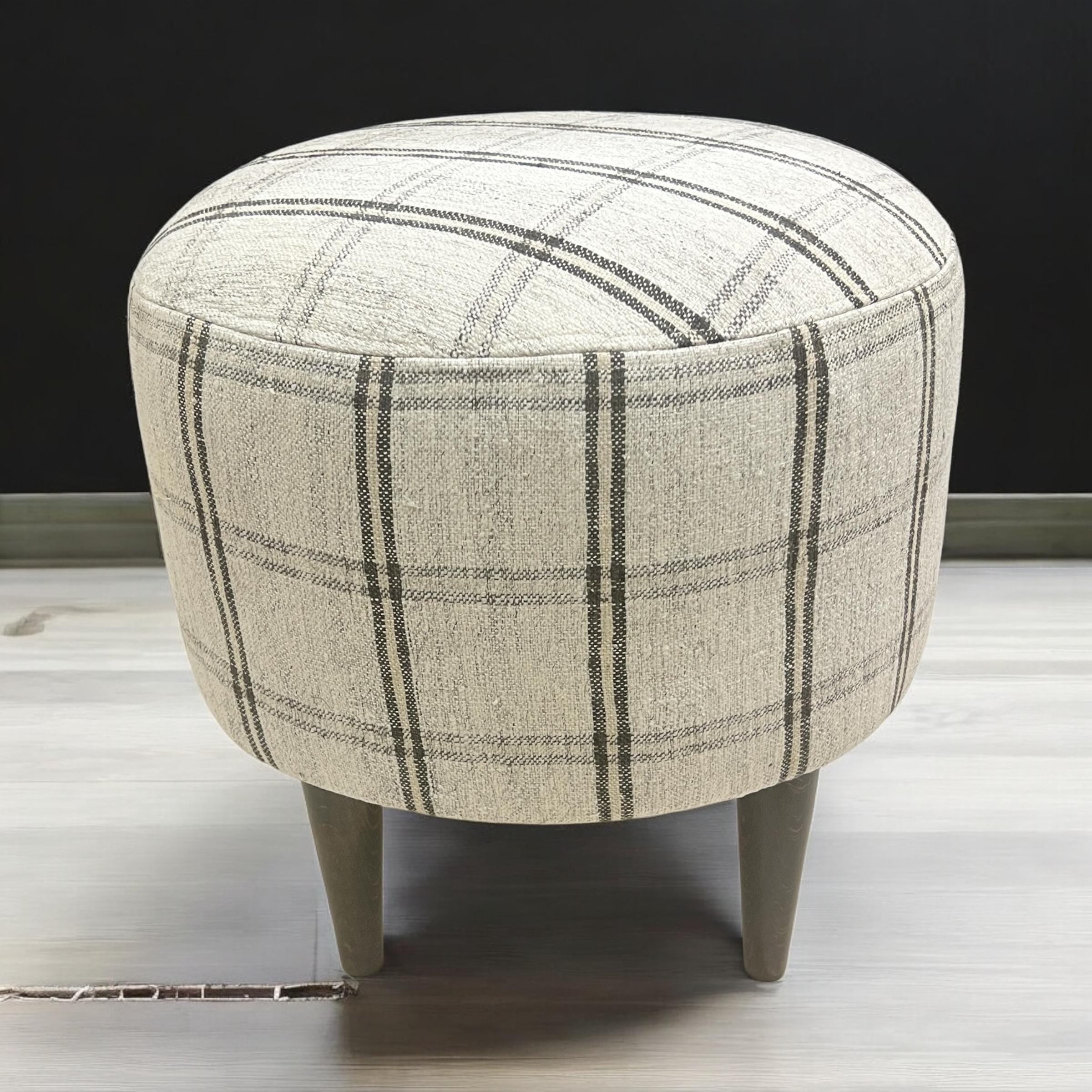 Small Vintage Stripe Kilim Round Ottoman