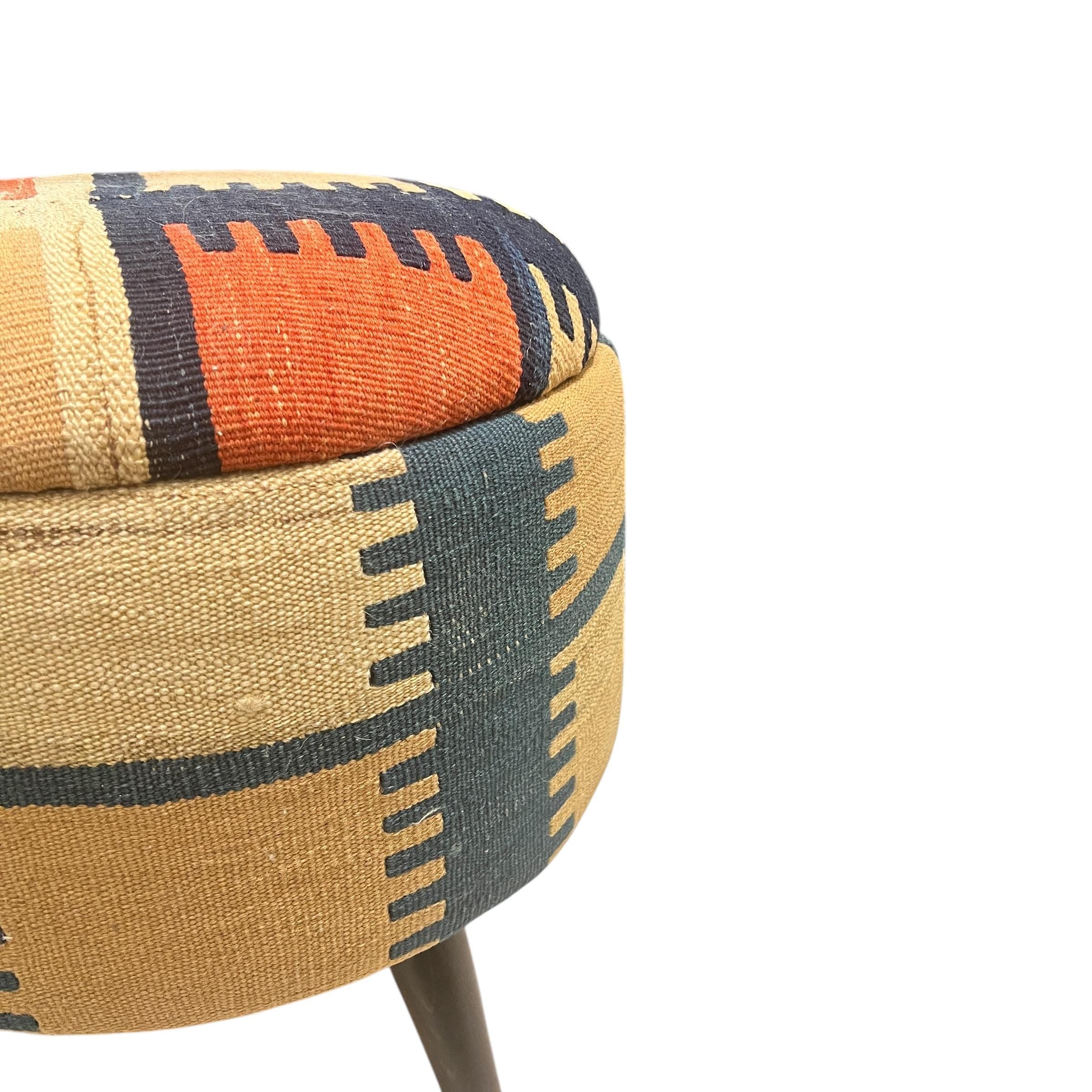 Small Round Kilim Ottomans