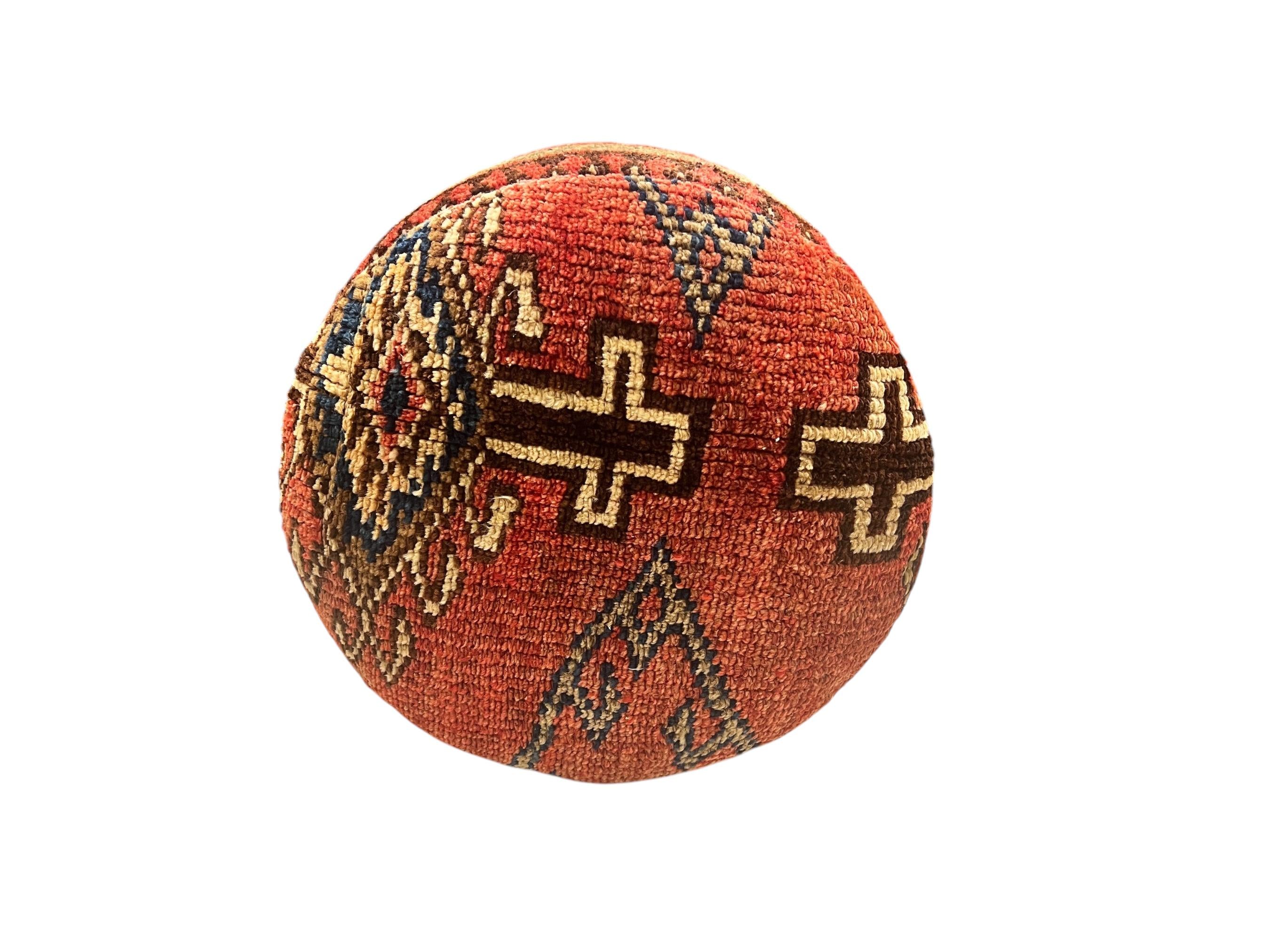 Vintage Carpet Small Round Ottoman