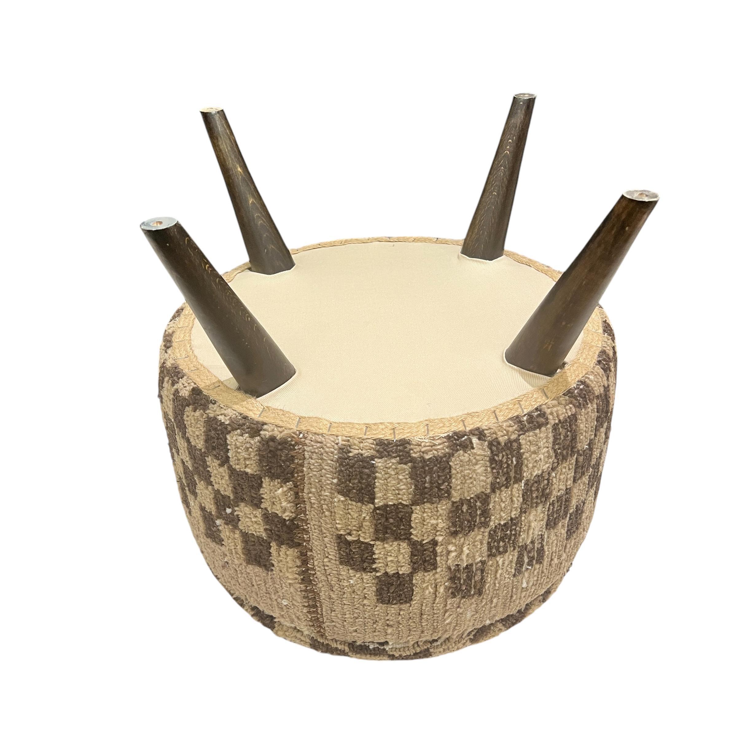 Small Vintage Carpet Round Ottoman