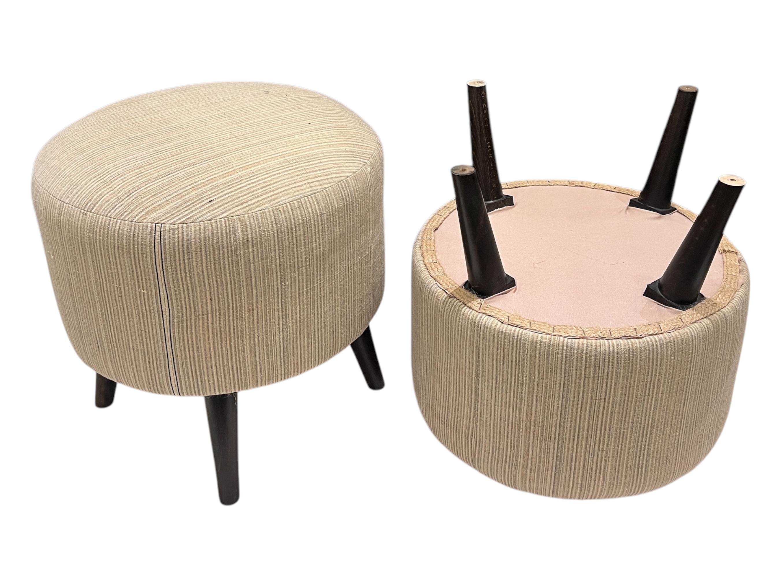 Stripe Kilim Small Round Ottoman