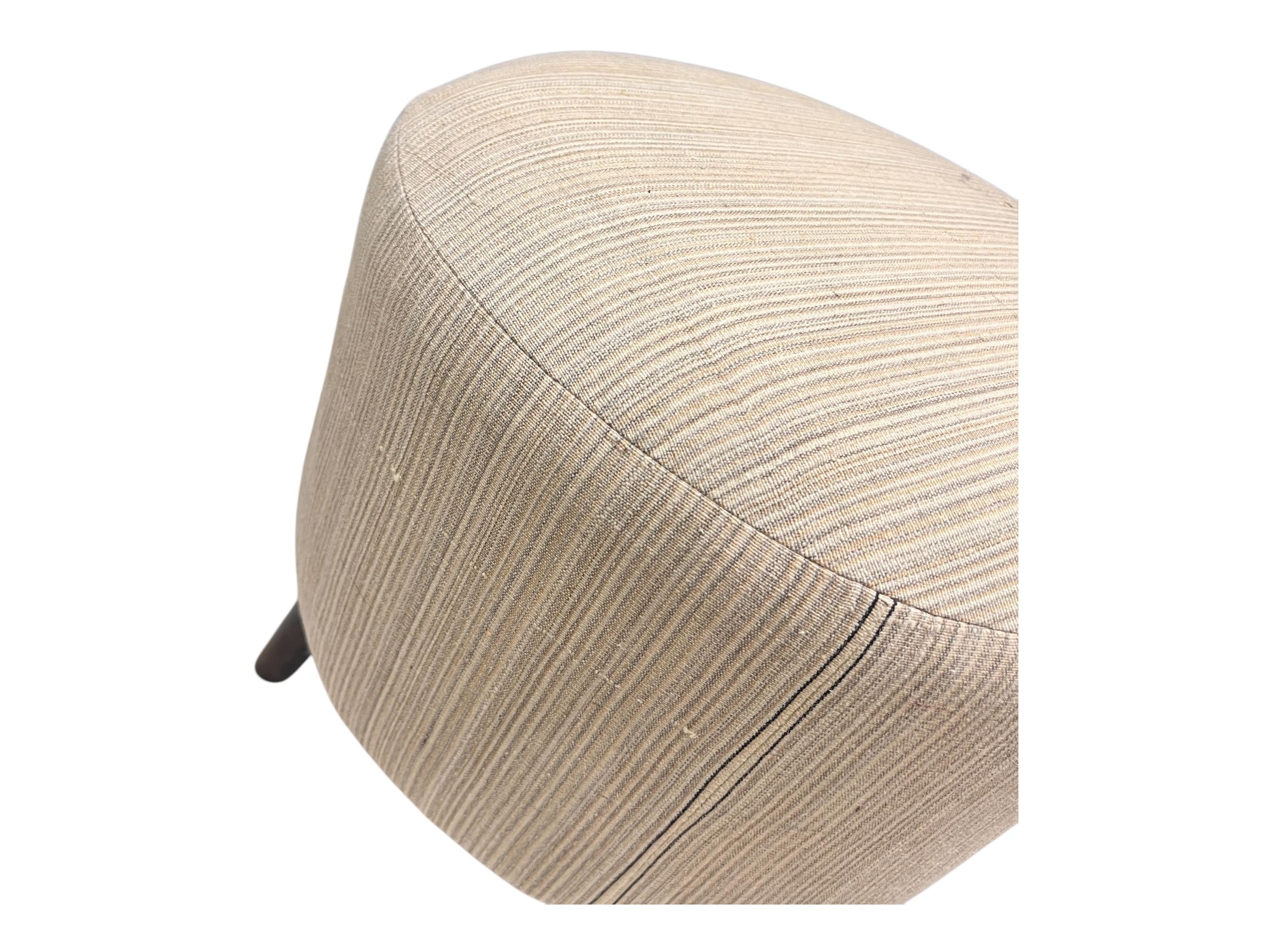 Stripe Kilim Small Round Ottoman