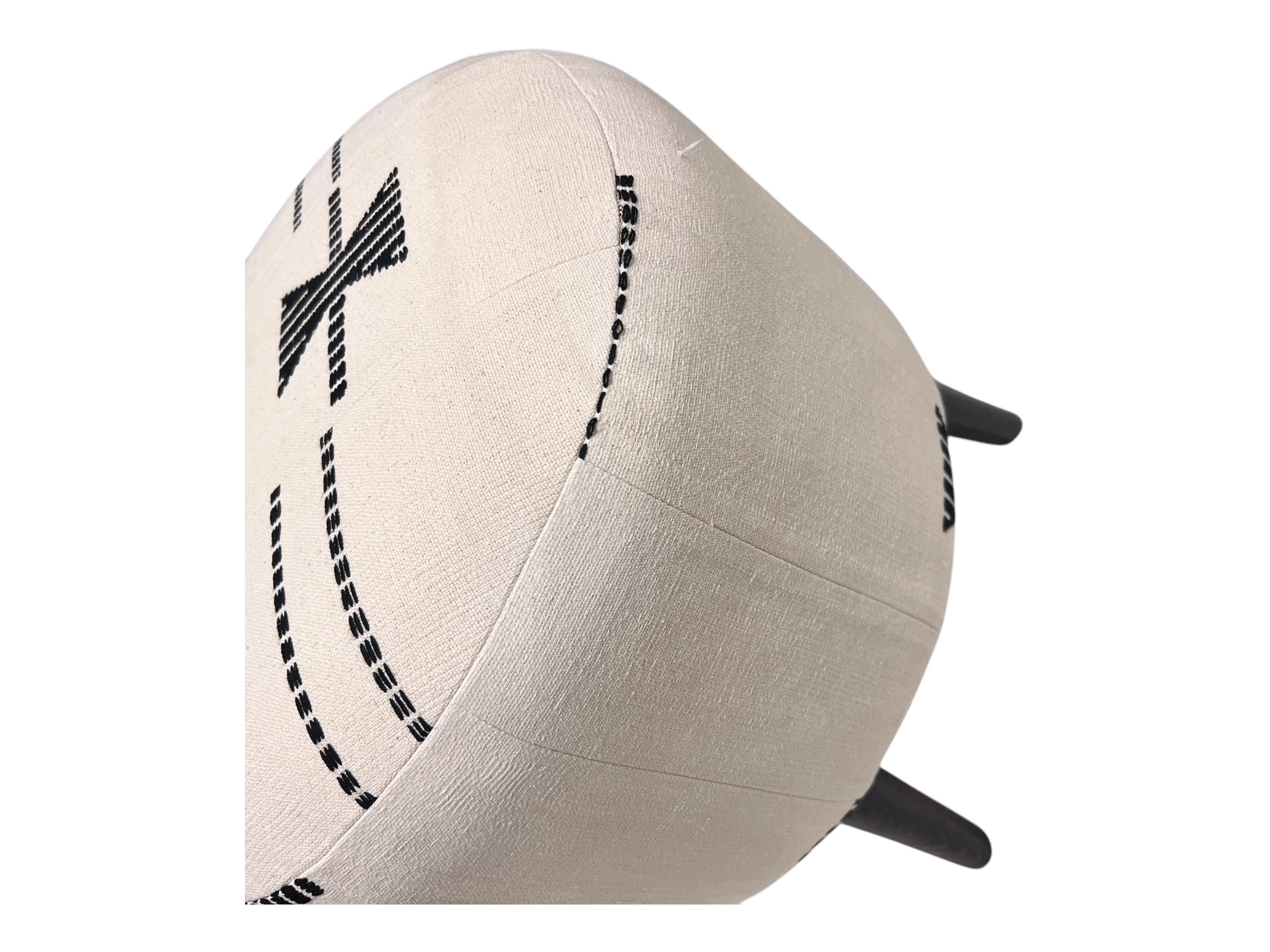 Vintage Kilim Small Round Ottoman