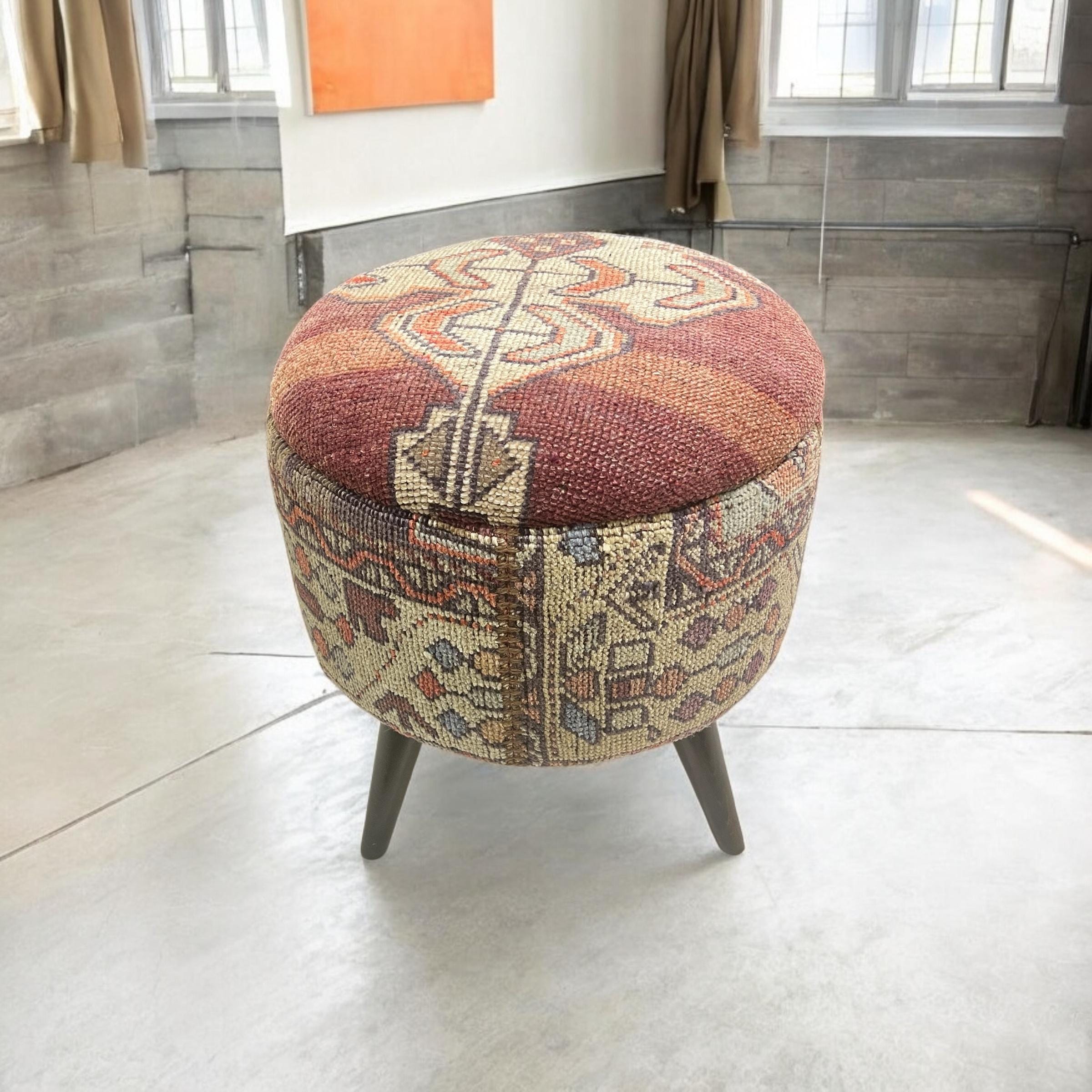 Vintage Rug Small Ottoman