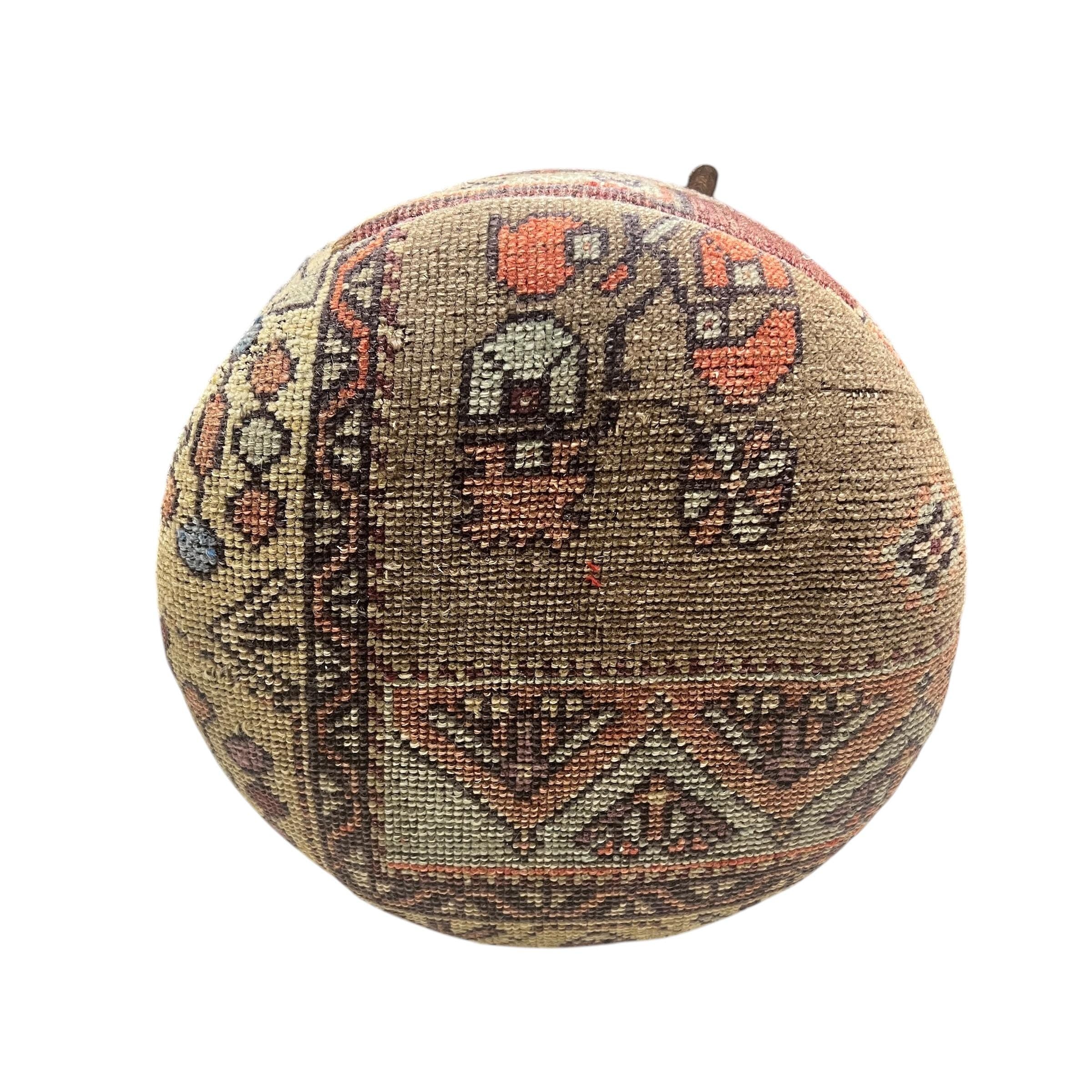 Vintage Kilim Small Round Ottoman