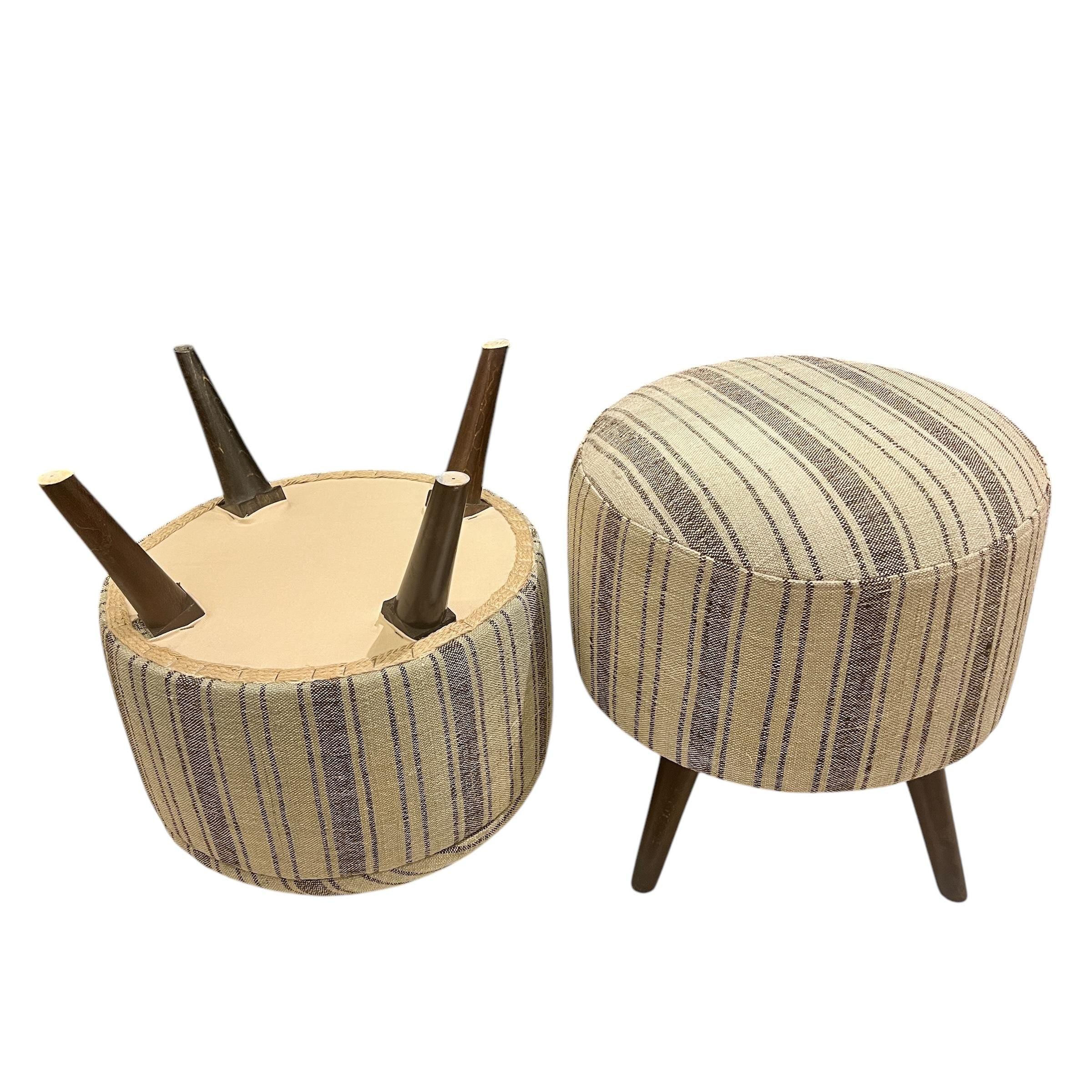 Stripe Kilim Small Ottoman