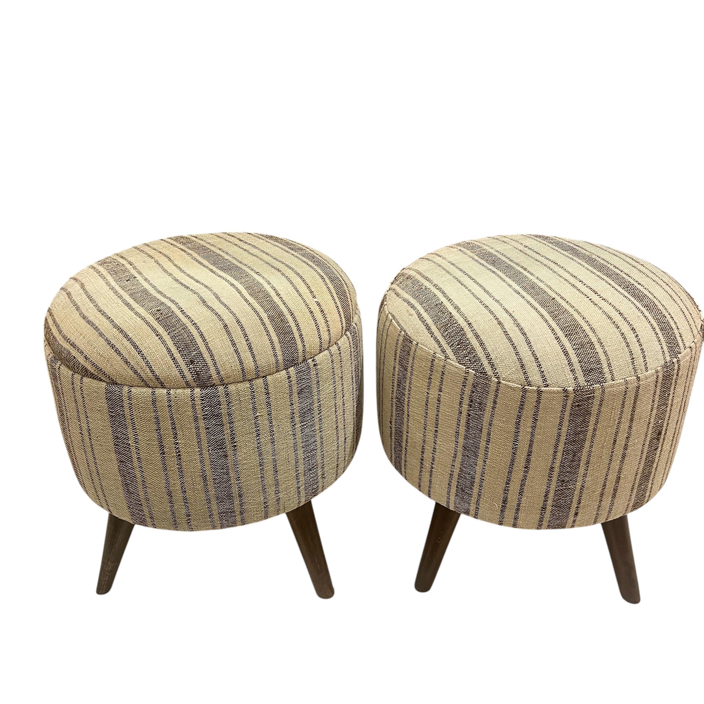 Stripe Kilim Small Ottoman