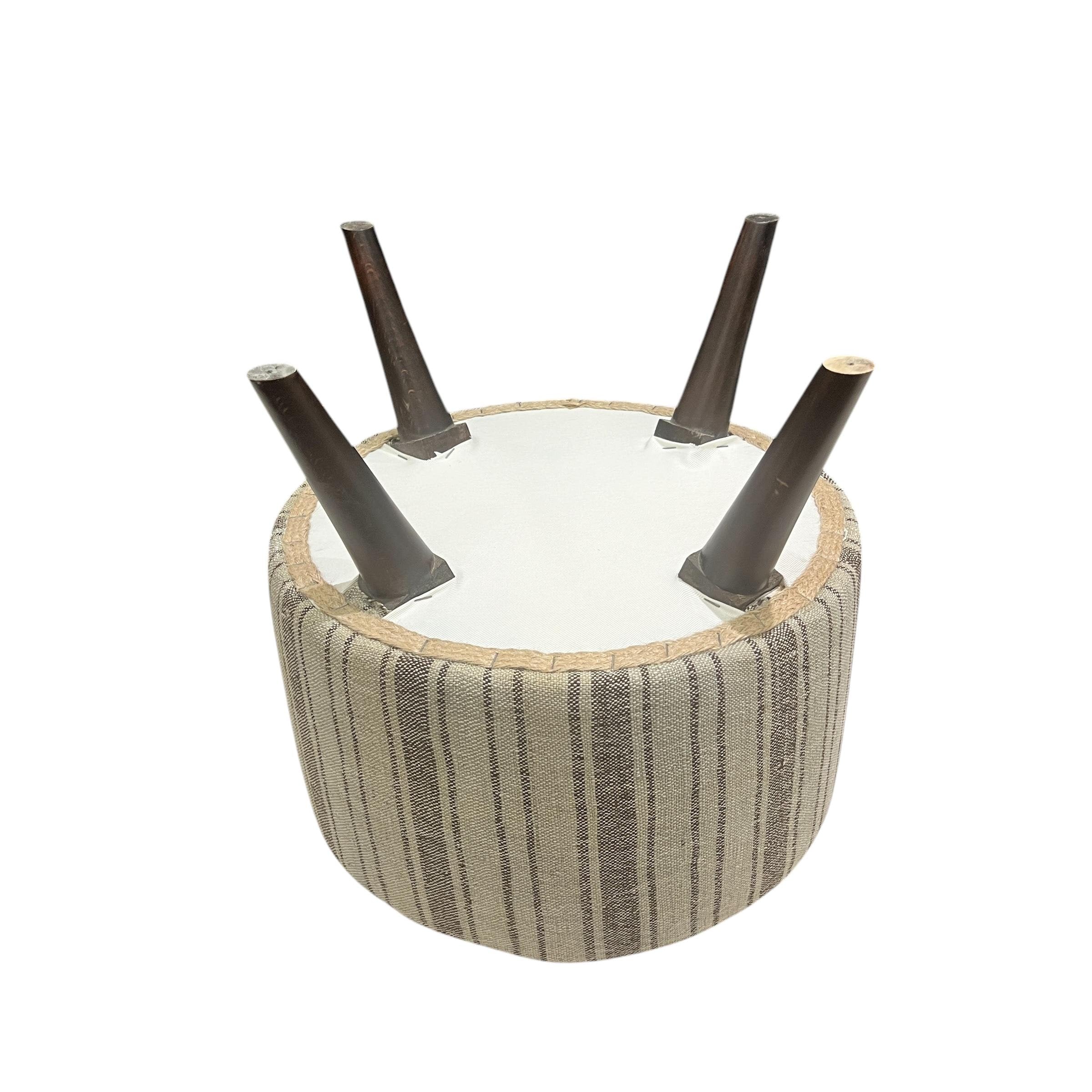Stripe Kilim Small Round Ottoman