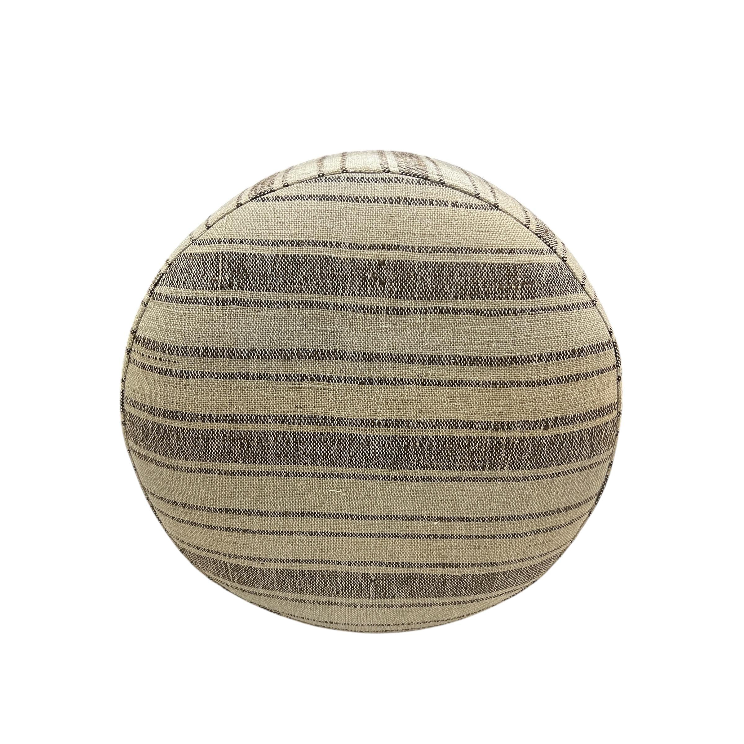 Stripe Kilim Small Round Ottoman