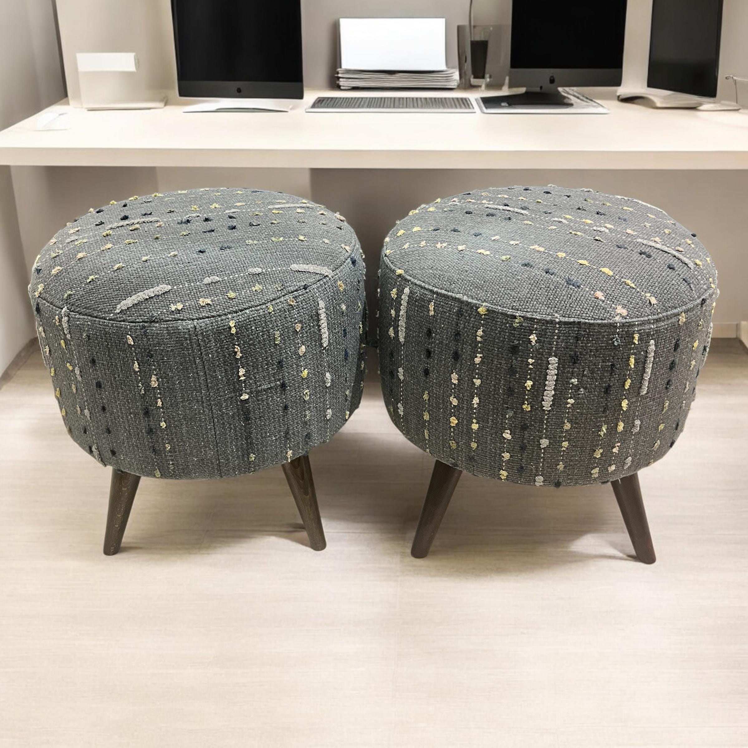 Stripe Kilim Small Round Ottoman