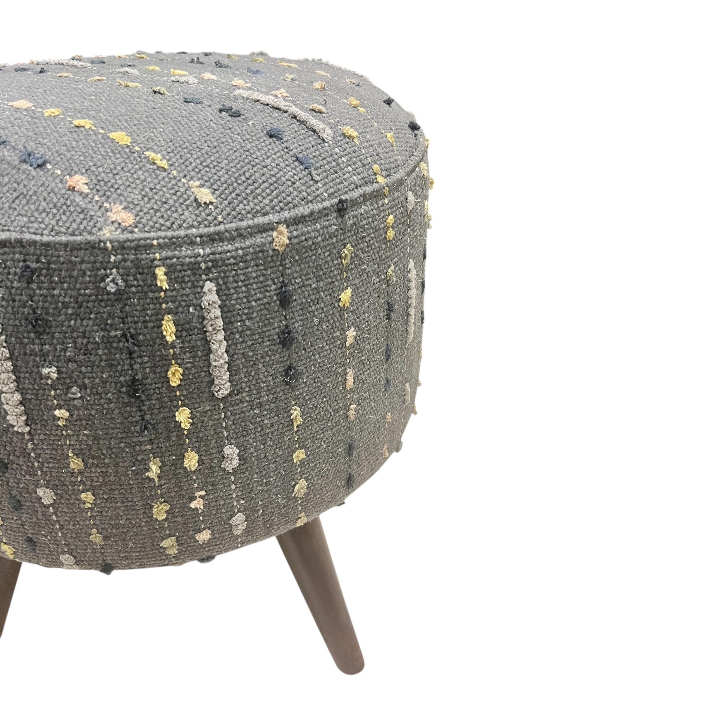 Stripe Kilim Small Round Ottoman