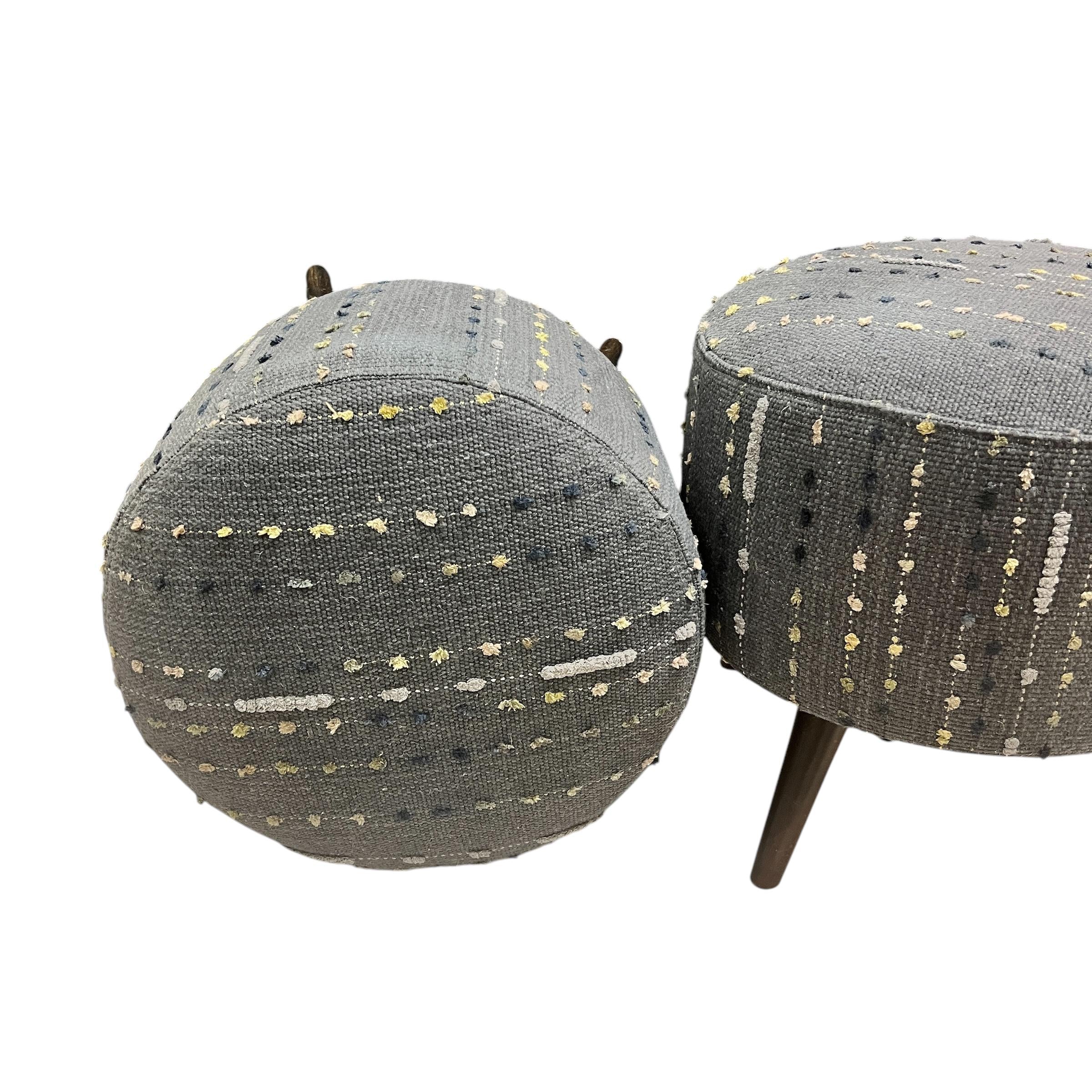 Stripe Kilim Small Round Ottoman