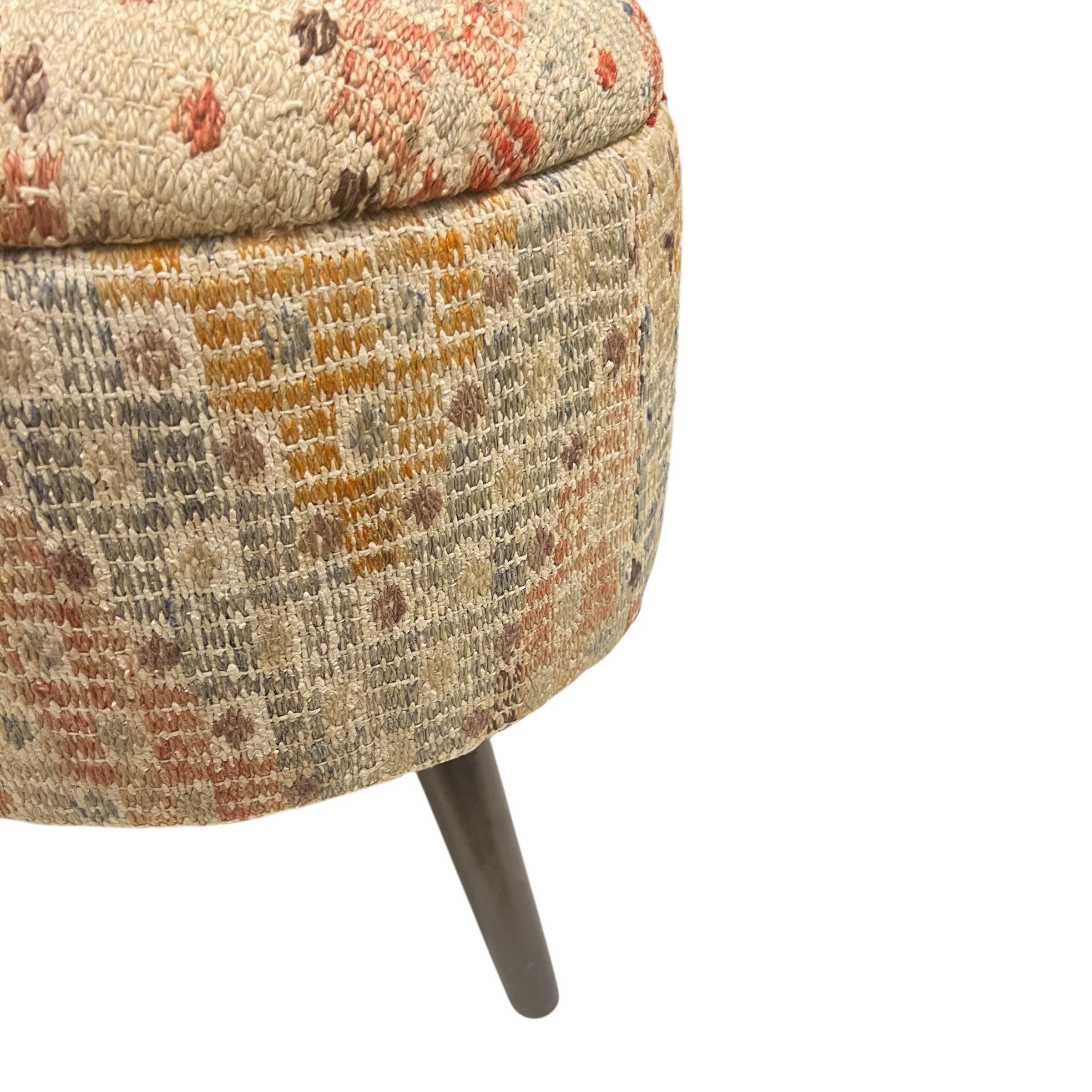 Vintage Kilim Round Ottoman