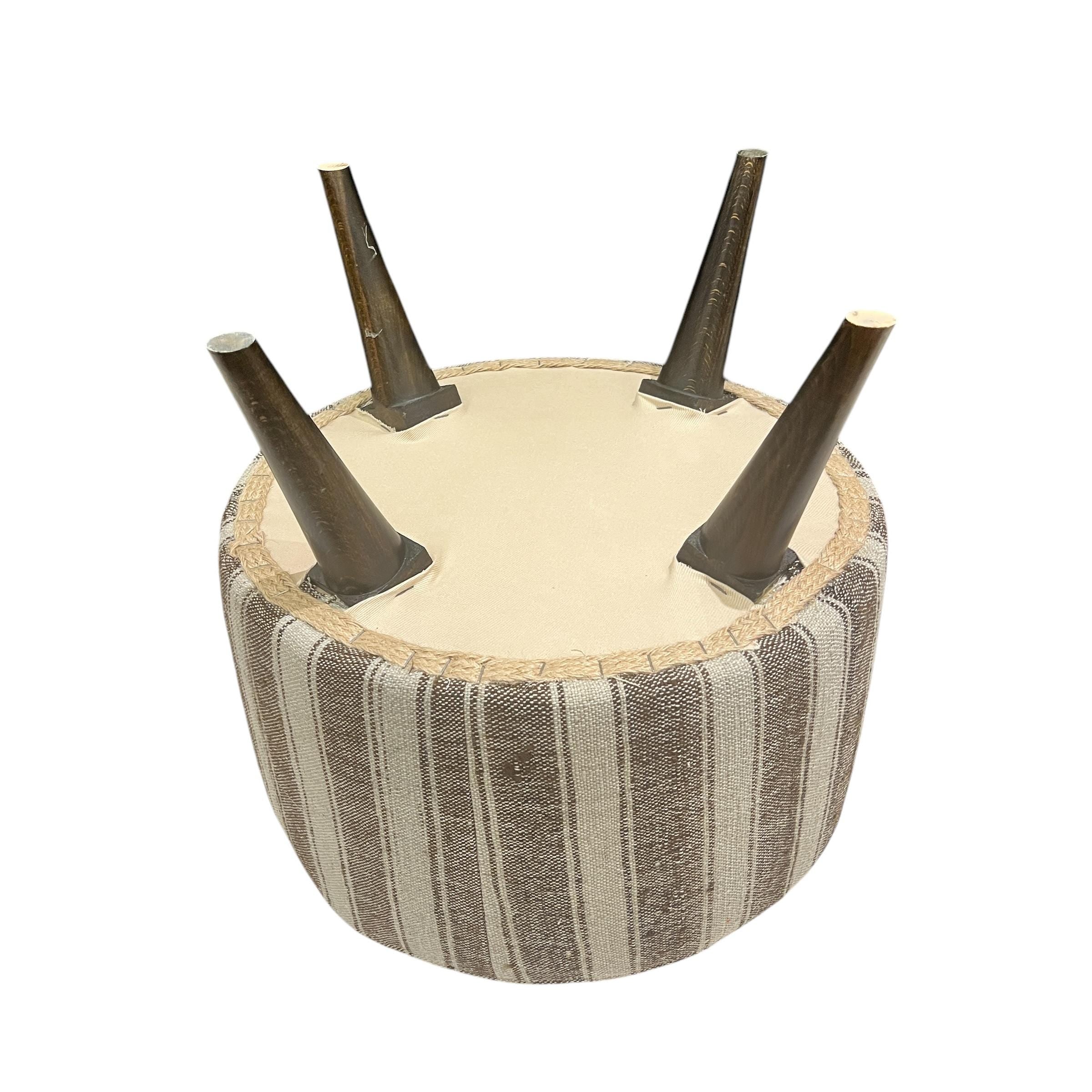 Vintage Stripe Kilim Small Round Ottoman