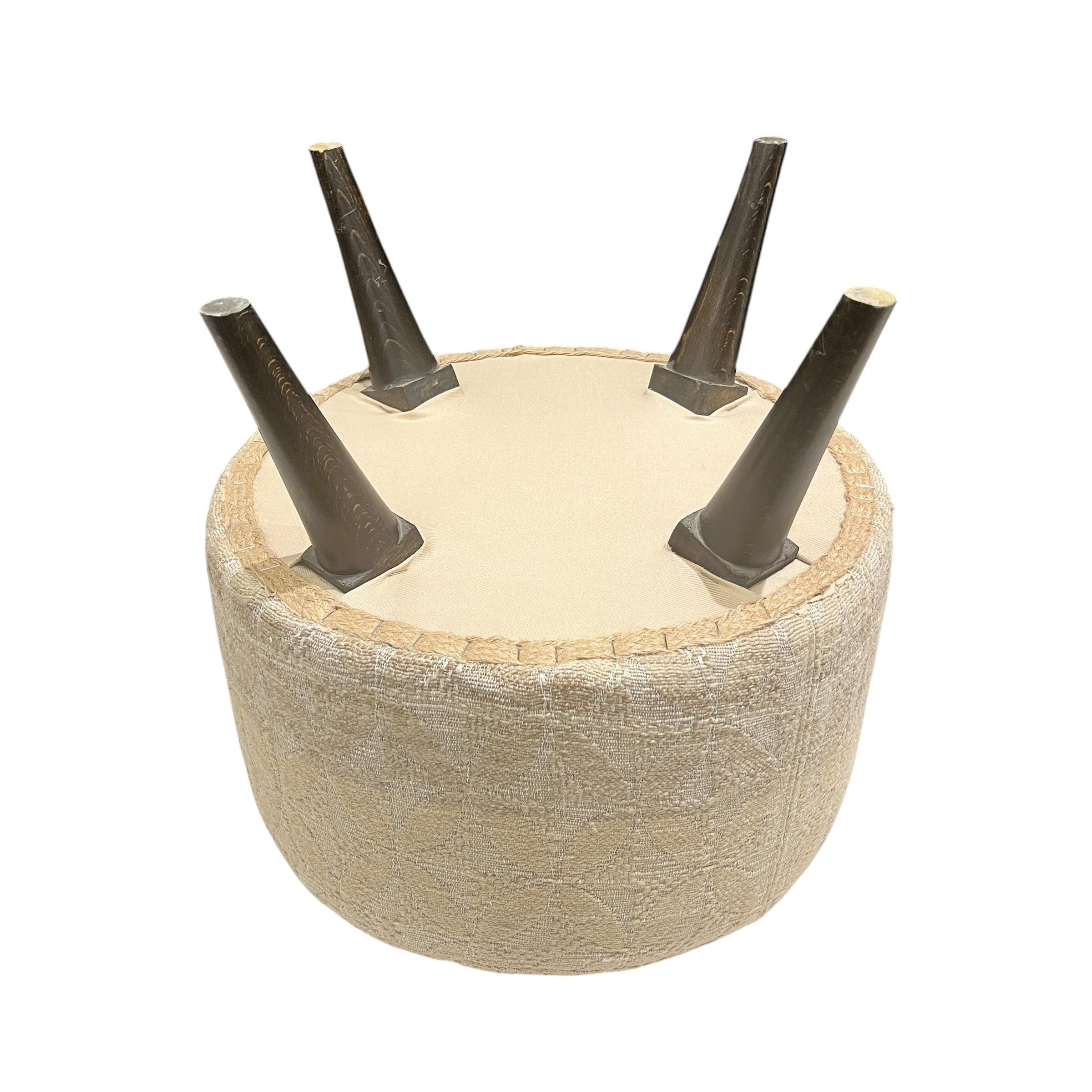 Turkish Kilim Small Round Ottoman