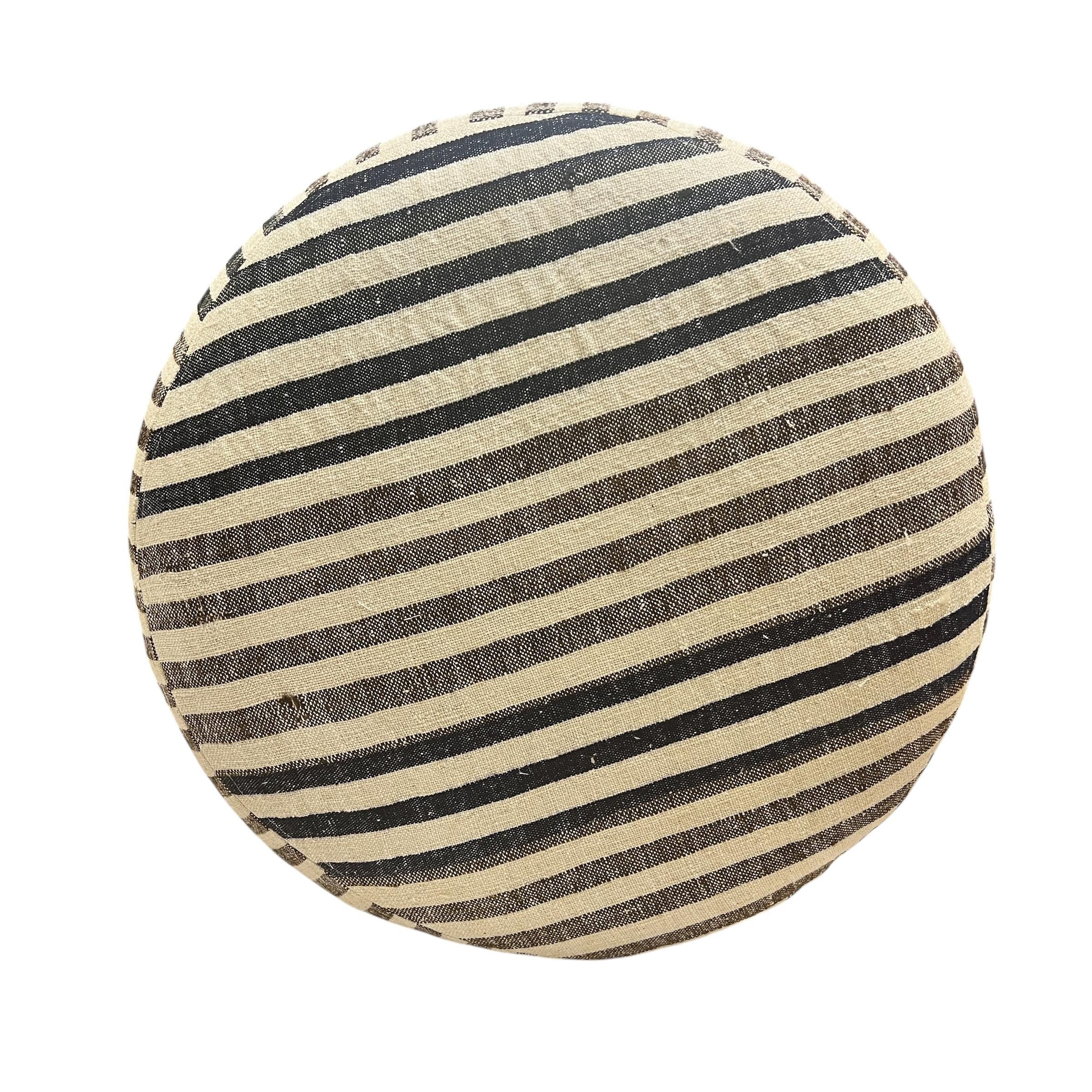 Stripe Kilim Medium Round Ottoman