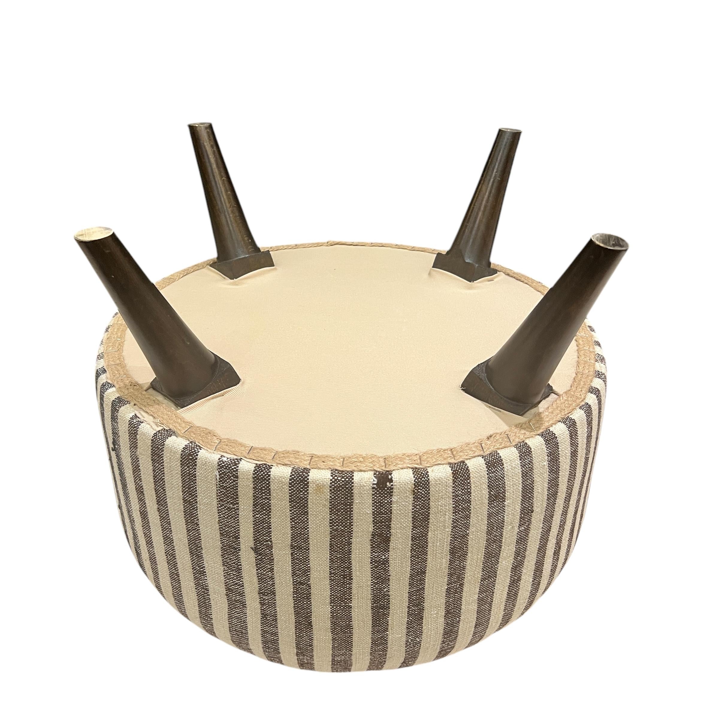 Stripe Kilim Medium Round Ottoman