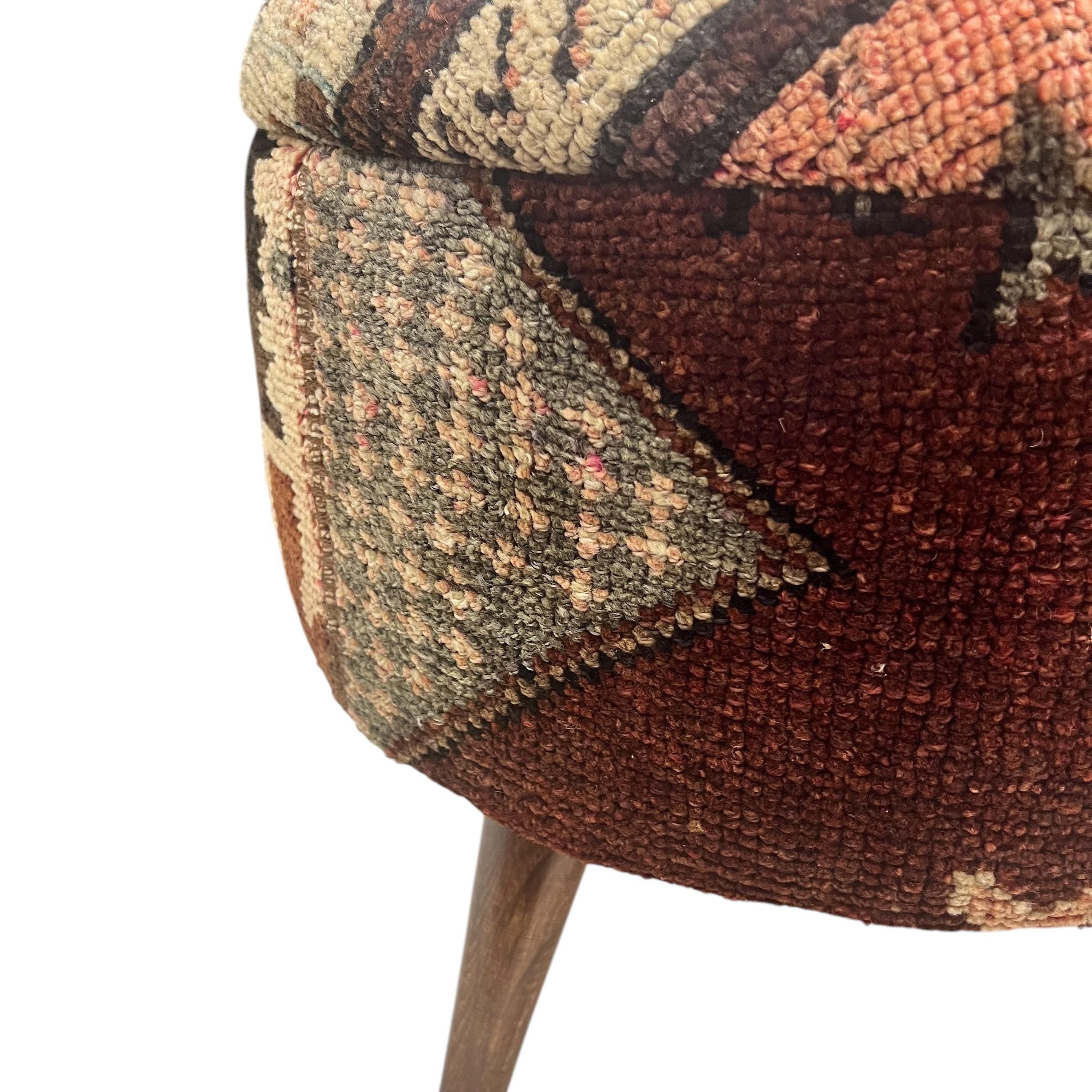 Vintage Carpet Medium Round Ottoman