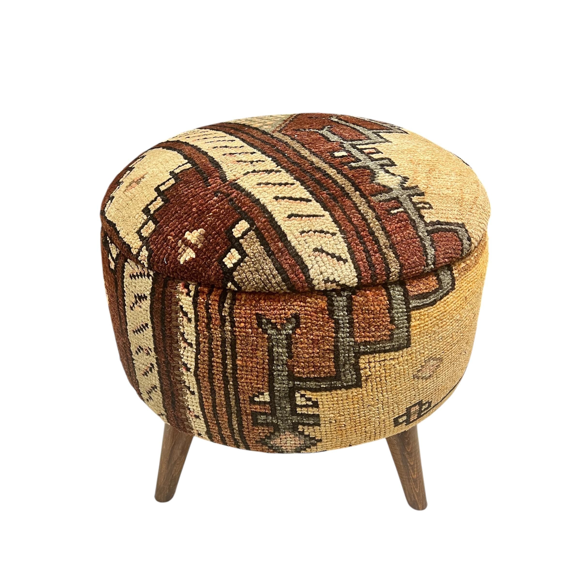 Vintage Carpet Medium Round Ottoman
