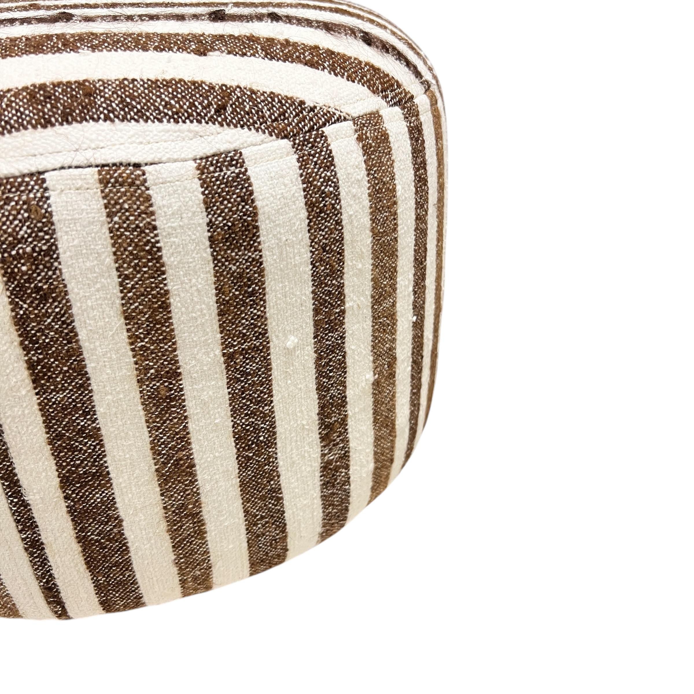 Vintage Stripe Kilim Small Round Ottoman