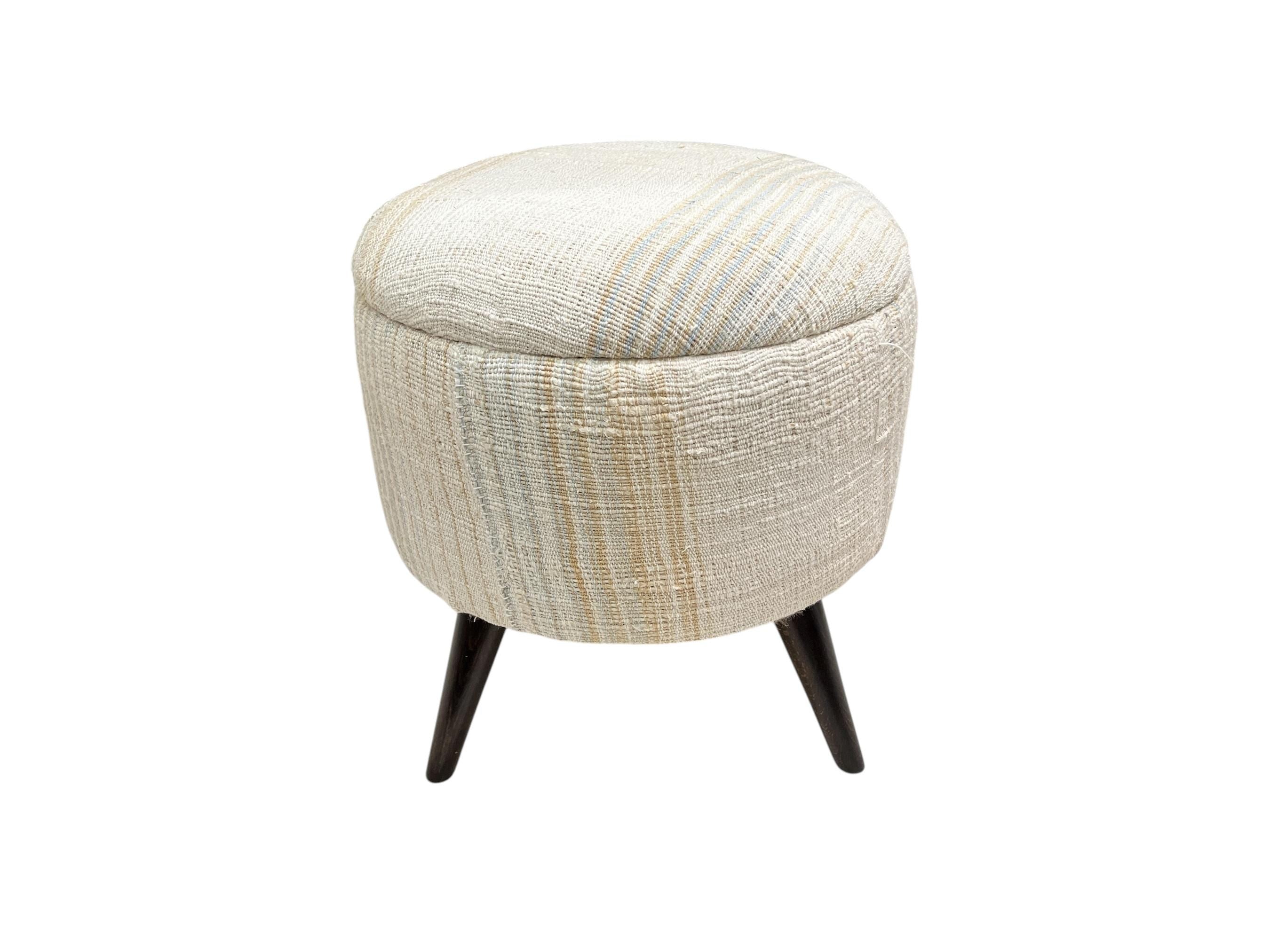 Small Hemp Round Ottoman
