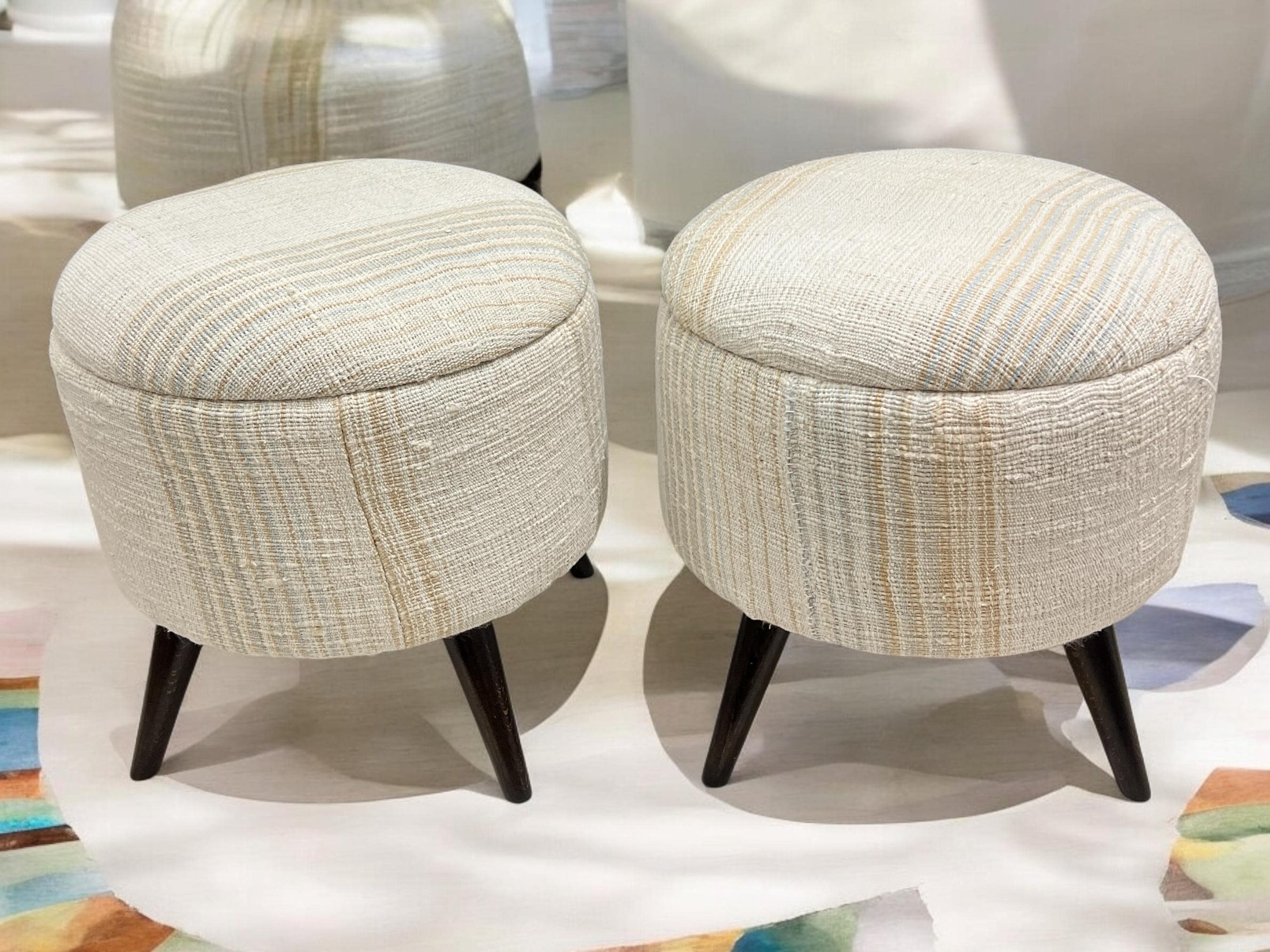 Small Hemp Round Ottoman