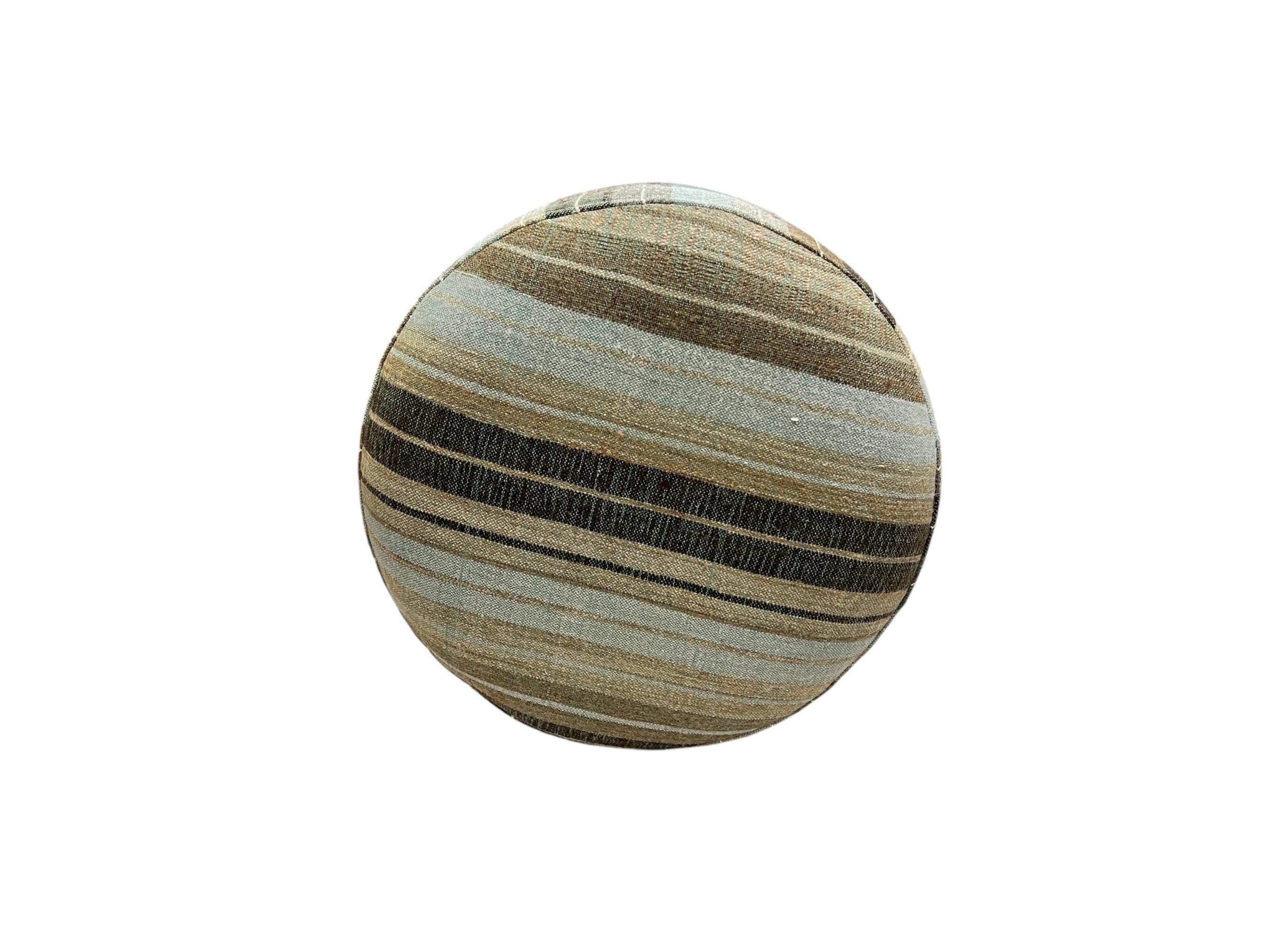 Vintage Stripe Kilim Round Ottoman