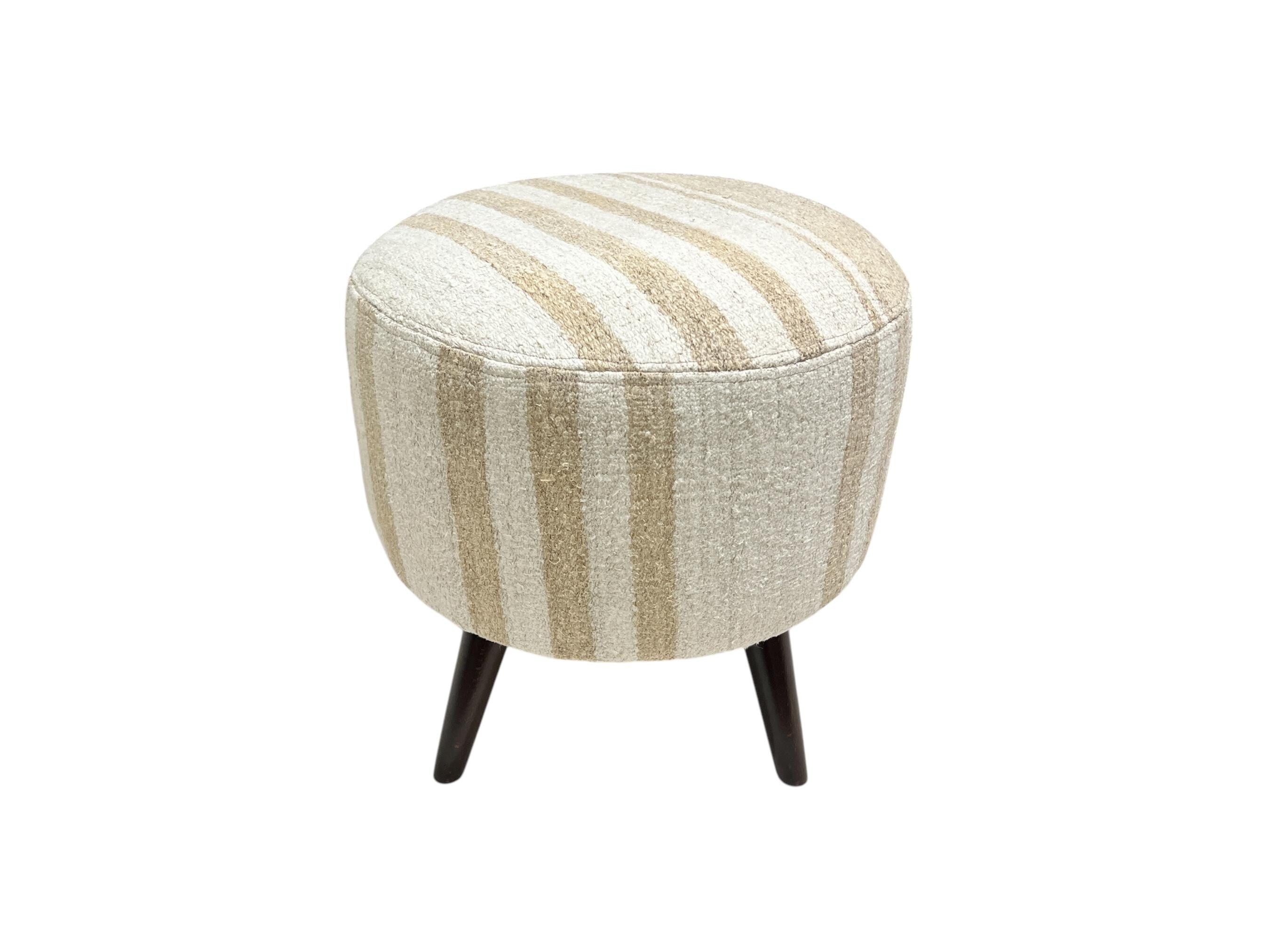 Vintage Hemp Small Round Ottoman
