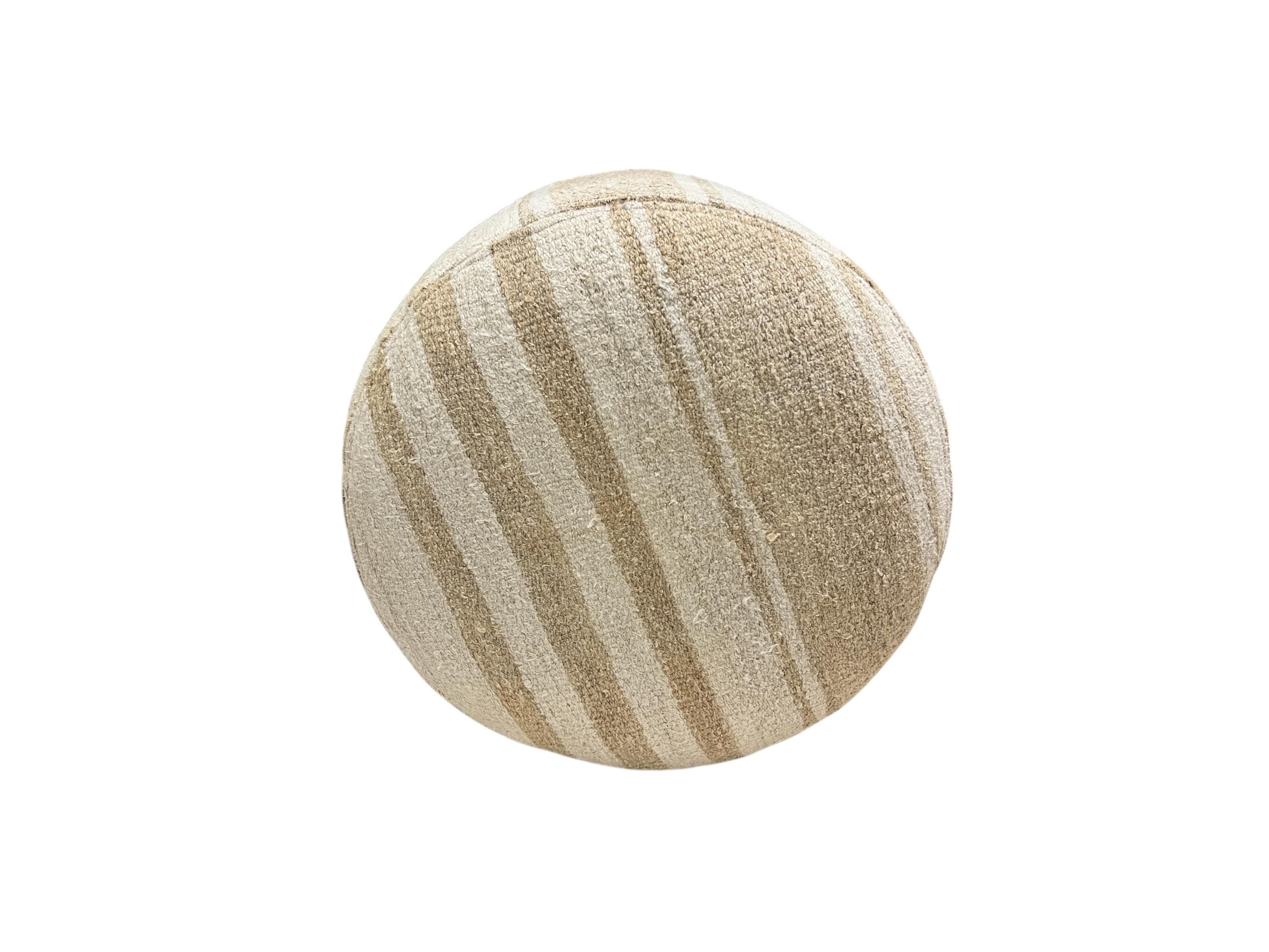 Vintage Hemp Small Round Ottoman