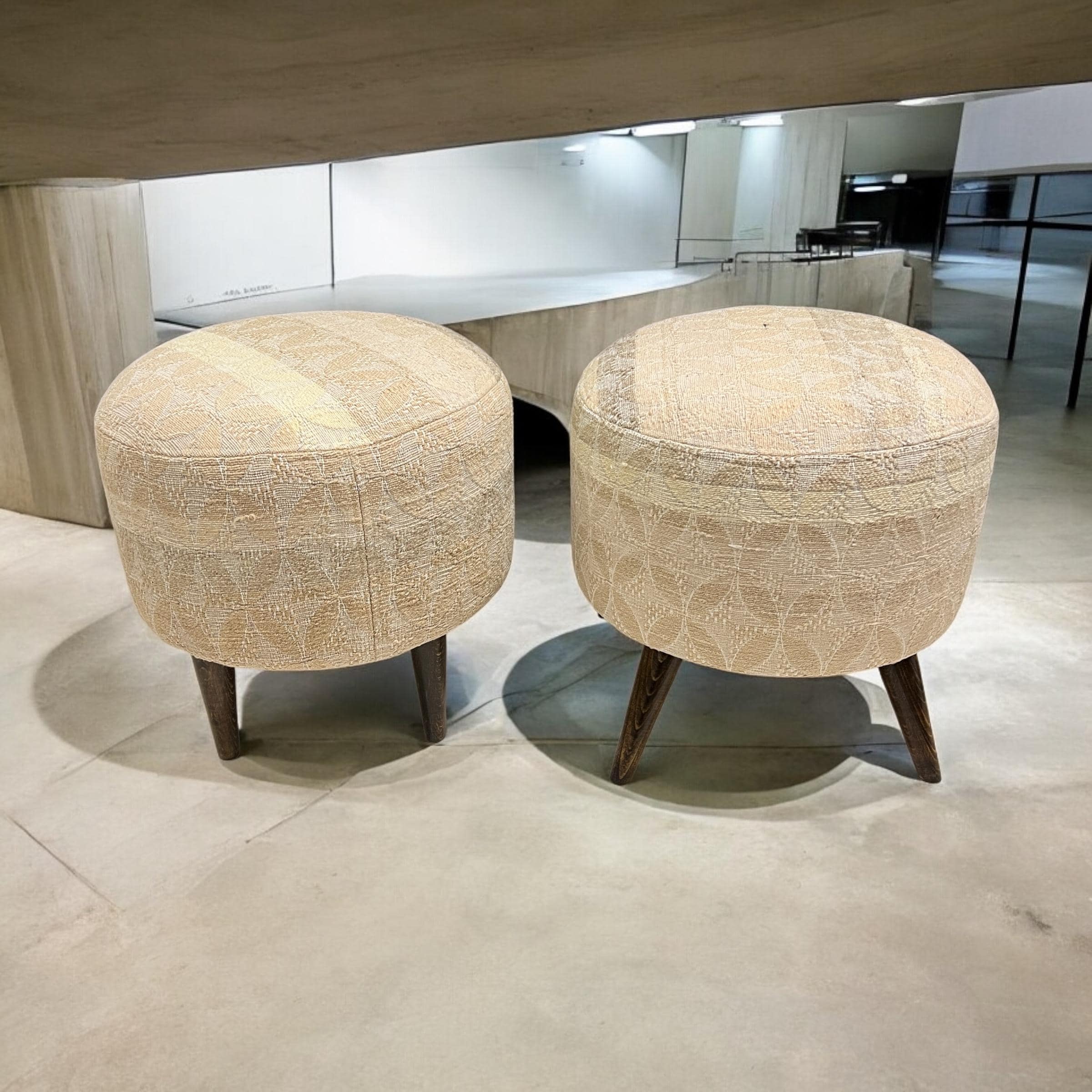 Embroidery kilim Small Round Ottoman