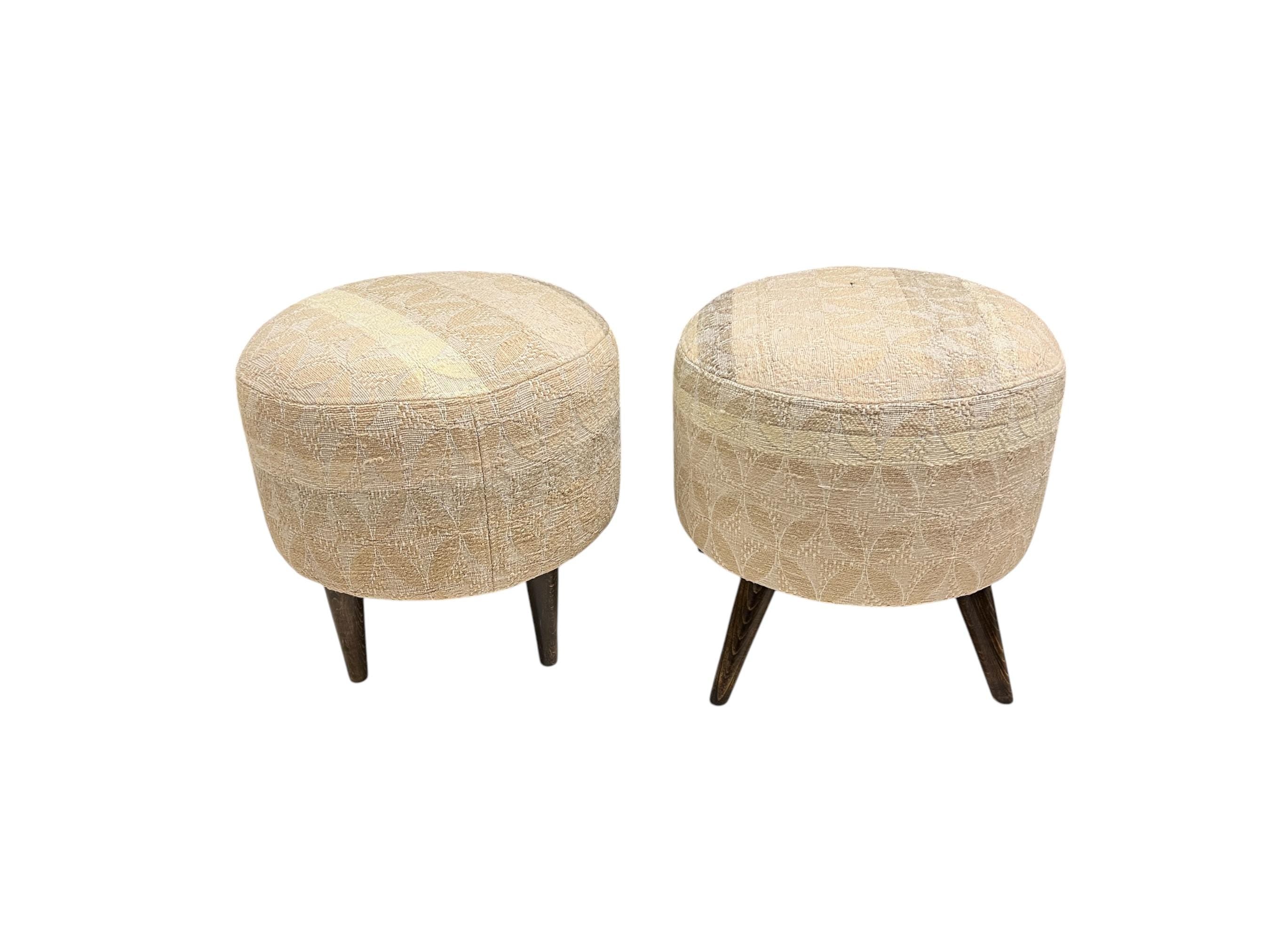 Embroidery kilim Small Round Ottoman