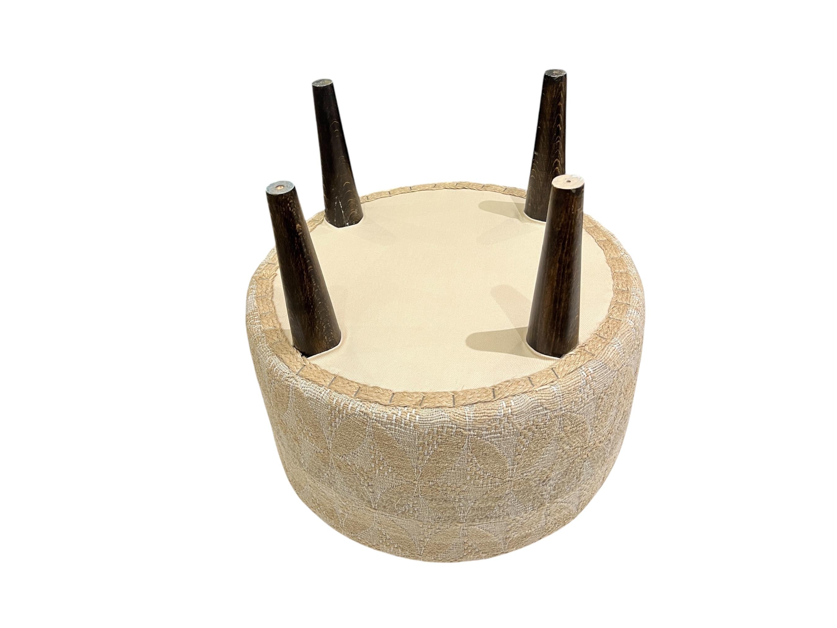 Embroidery kilim Small Round Ottoman