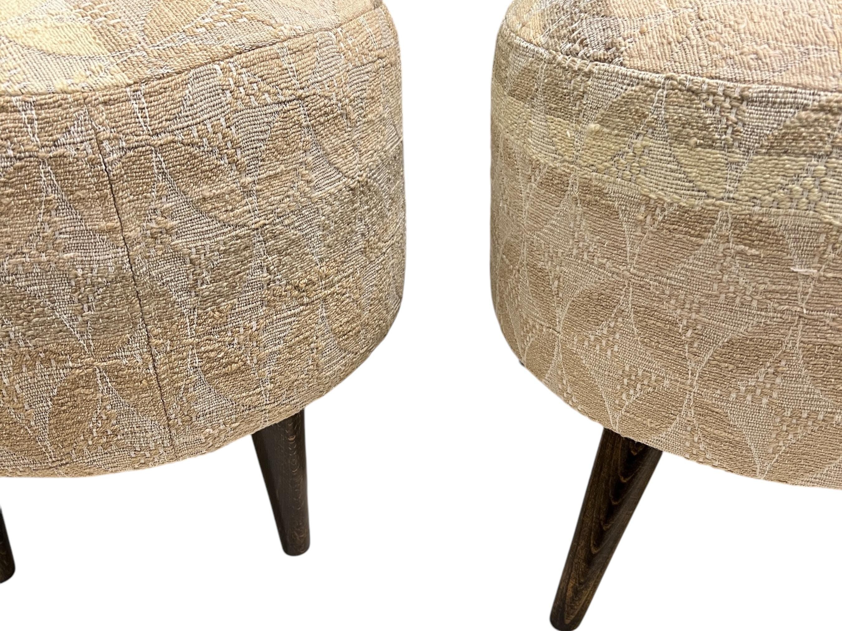 Embroidery kilim Small Round Ottoman