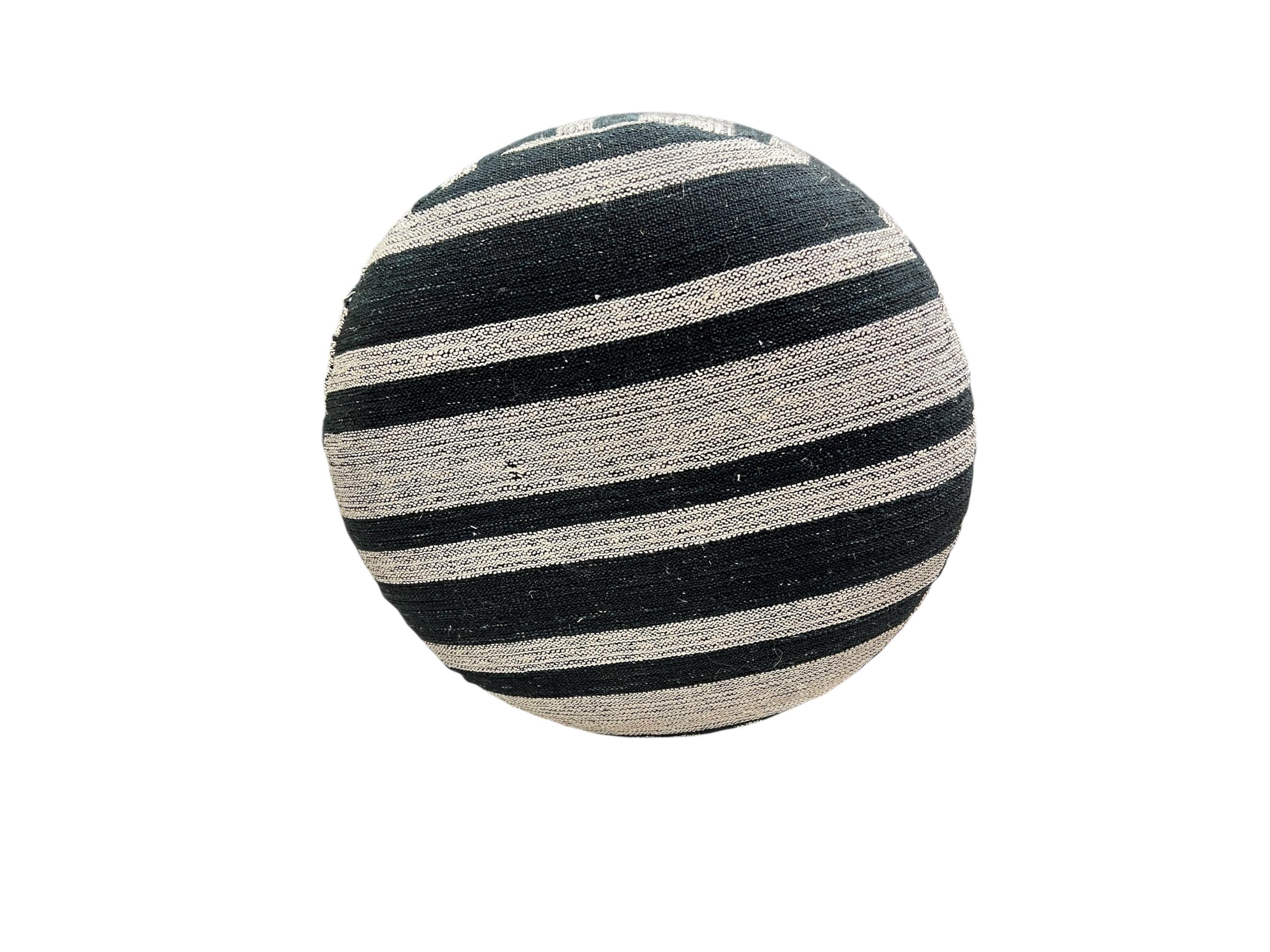 Stripe Kilim Small Round Ottoman