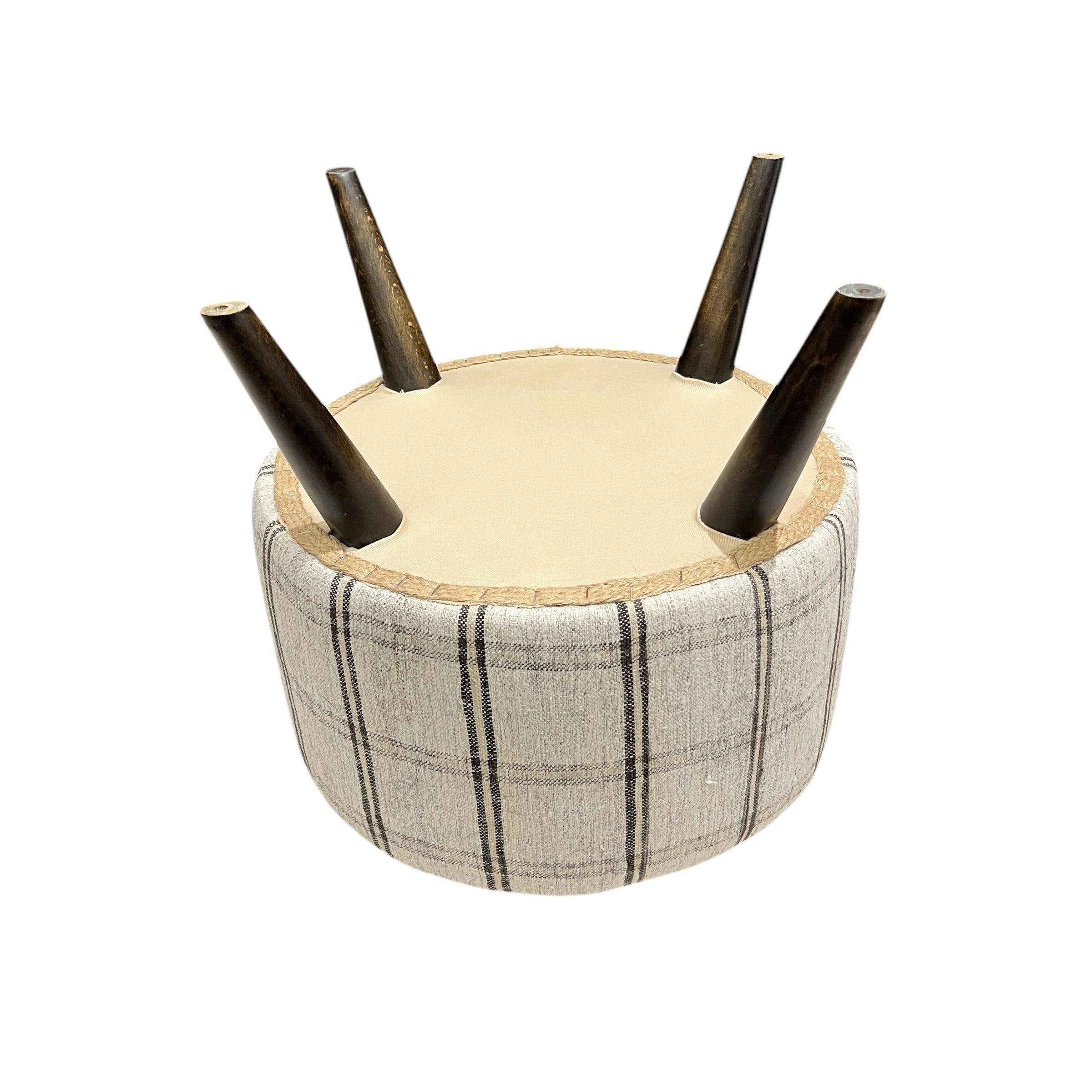 Stripe Kilim Small Round Ottoman