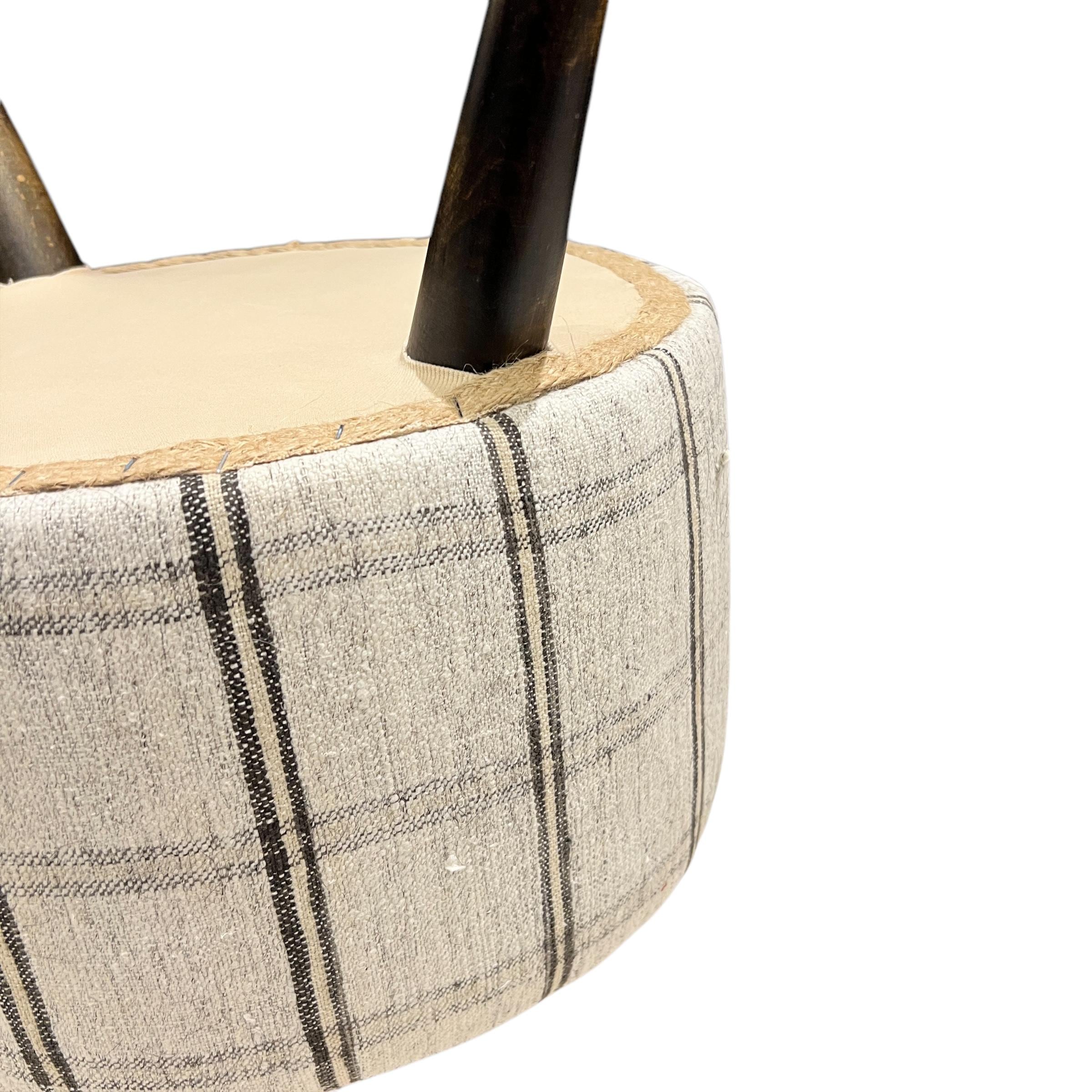 Stripe Kilim Small Round Ottoman