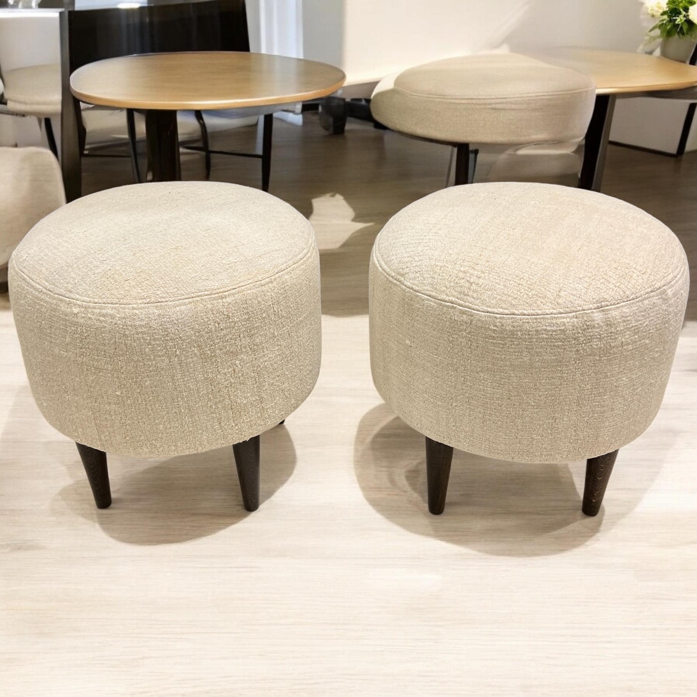 Vintage Hemp Small Round Ottoman