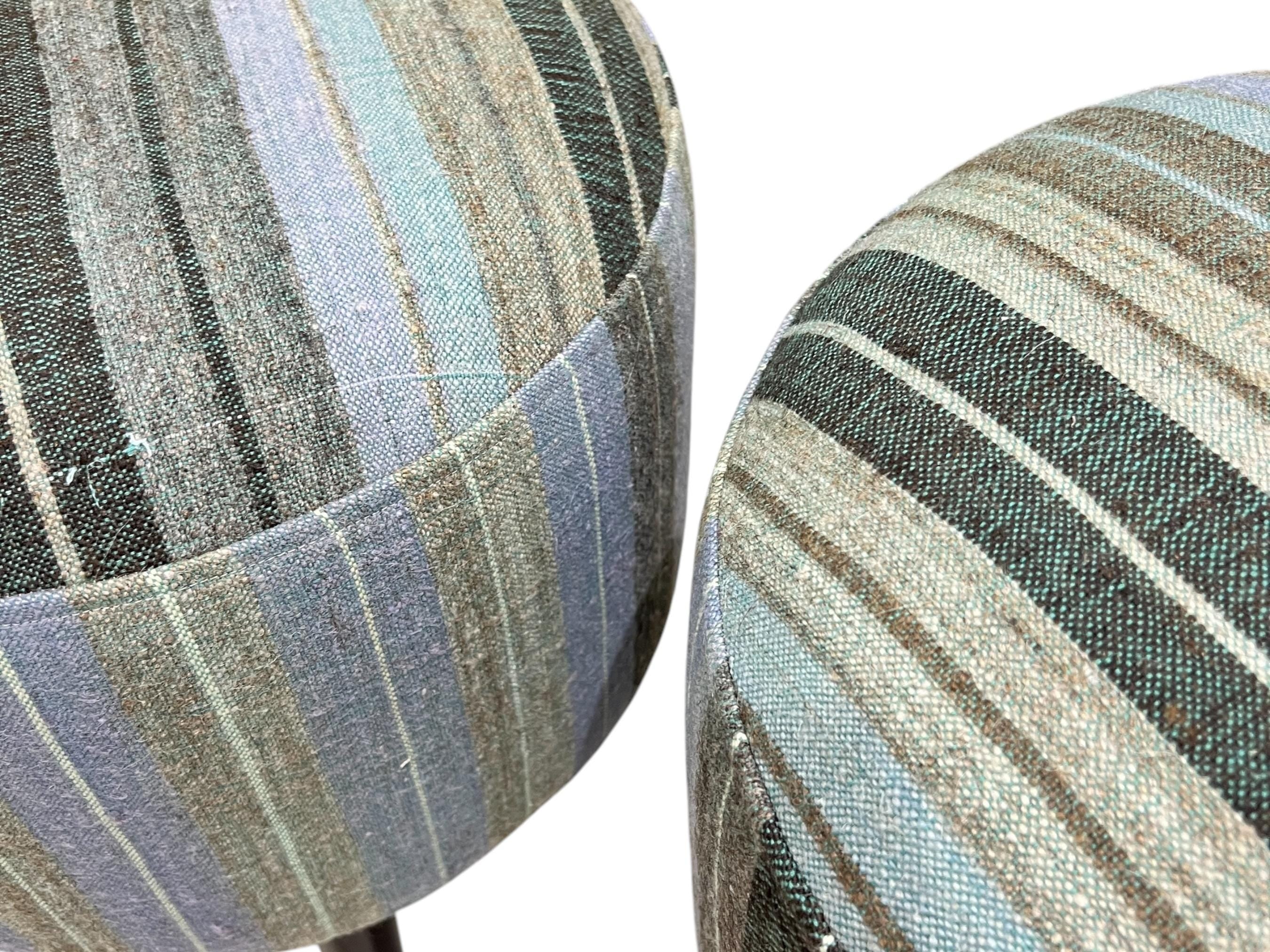 Stripe Kilim Small Round Ottoman
