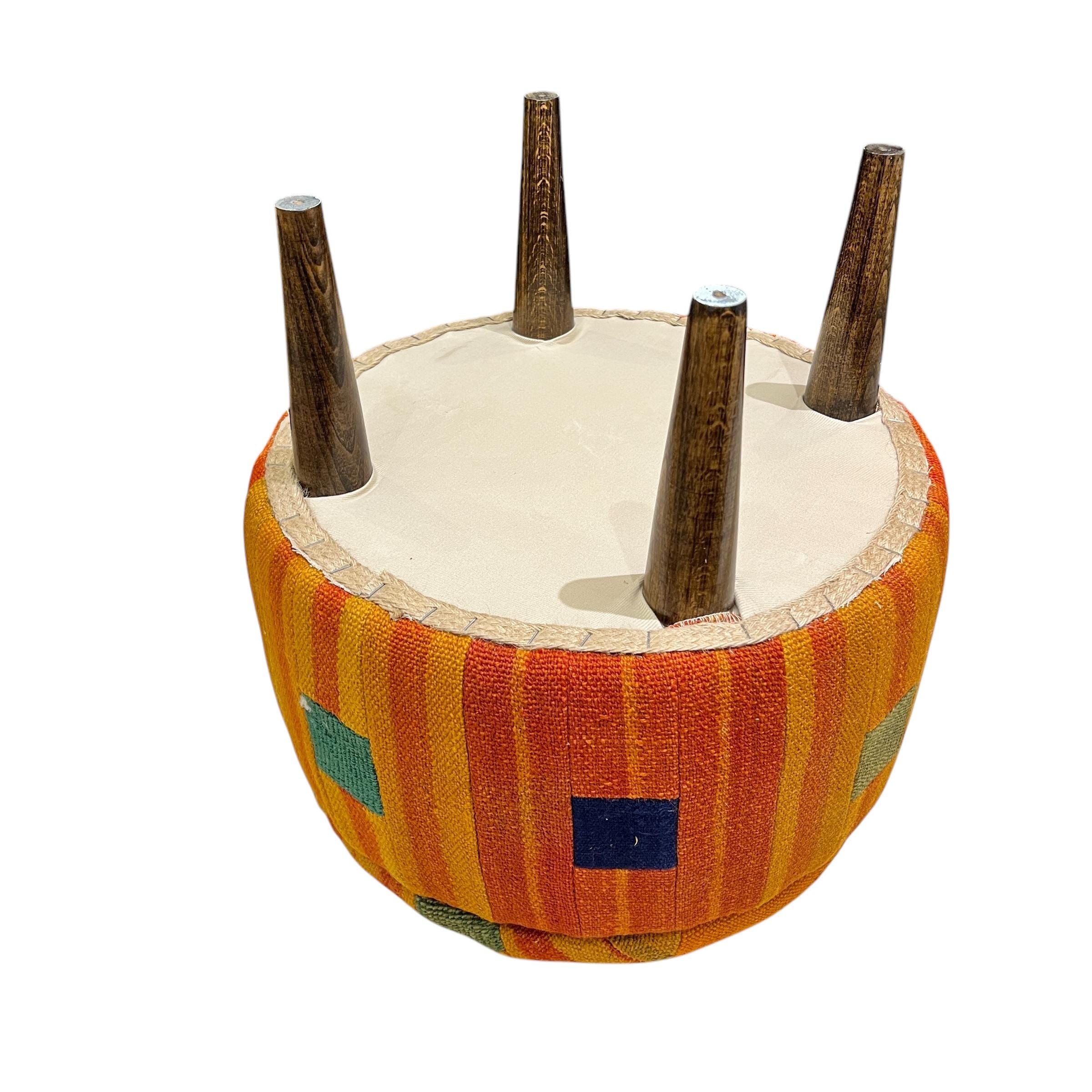 Abstract Patchwork Small Round Ottoman