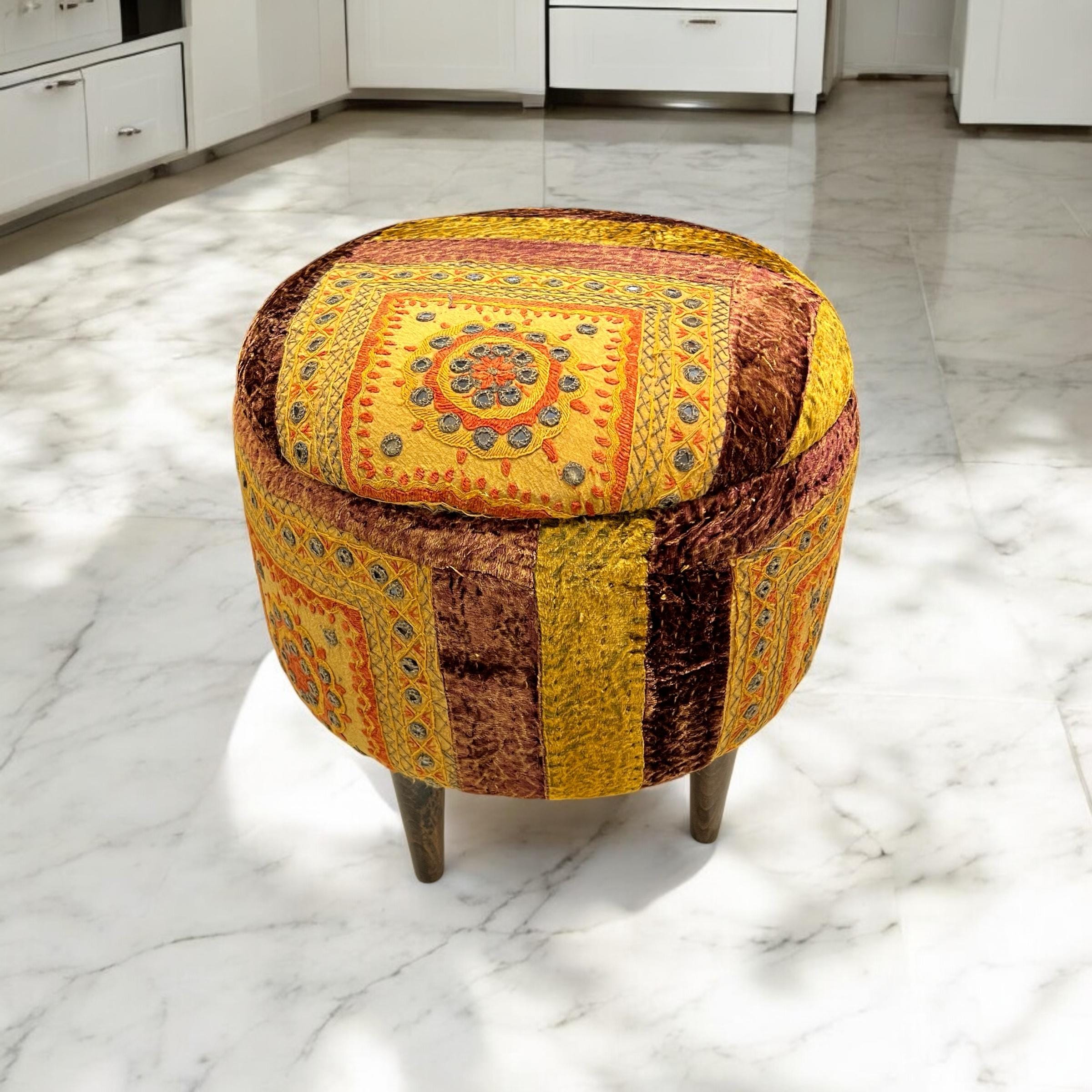 Indian Quilt Small Ottoman