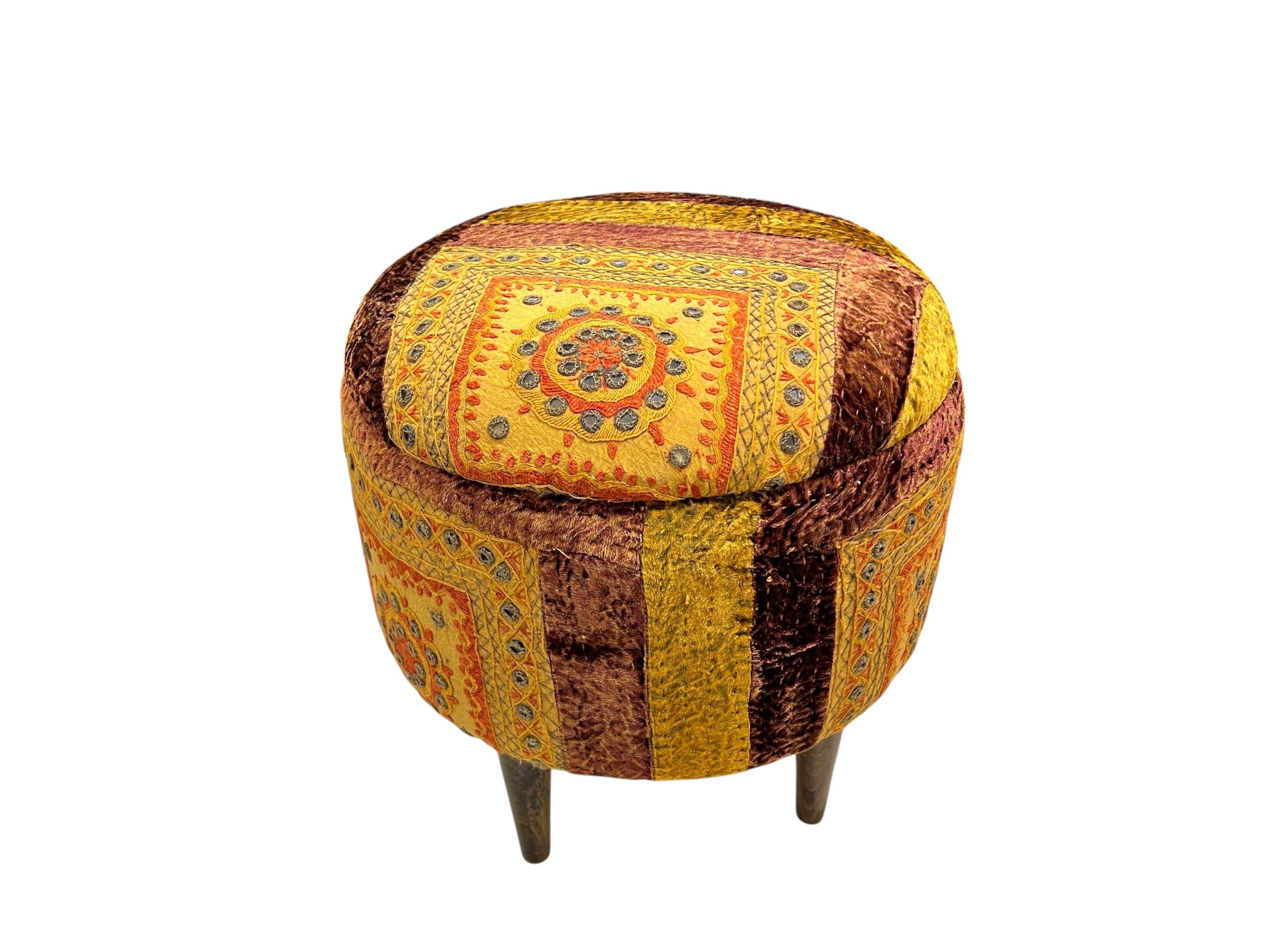 Indian Quilt Small Ottoman
