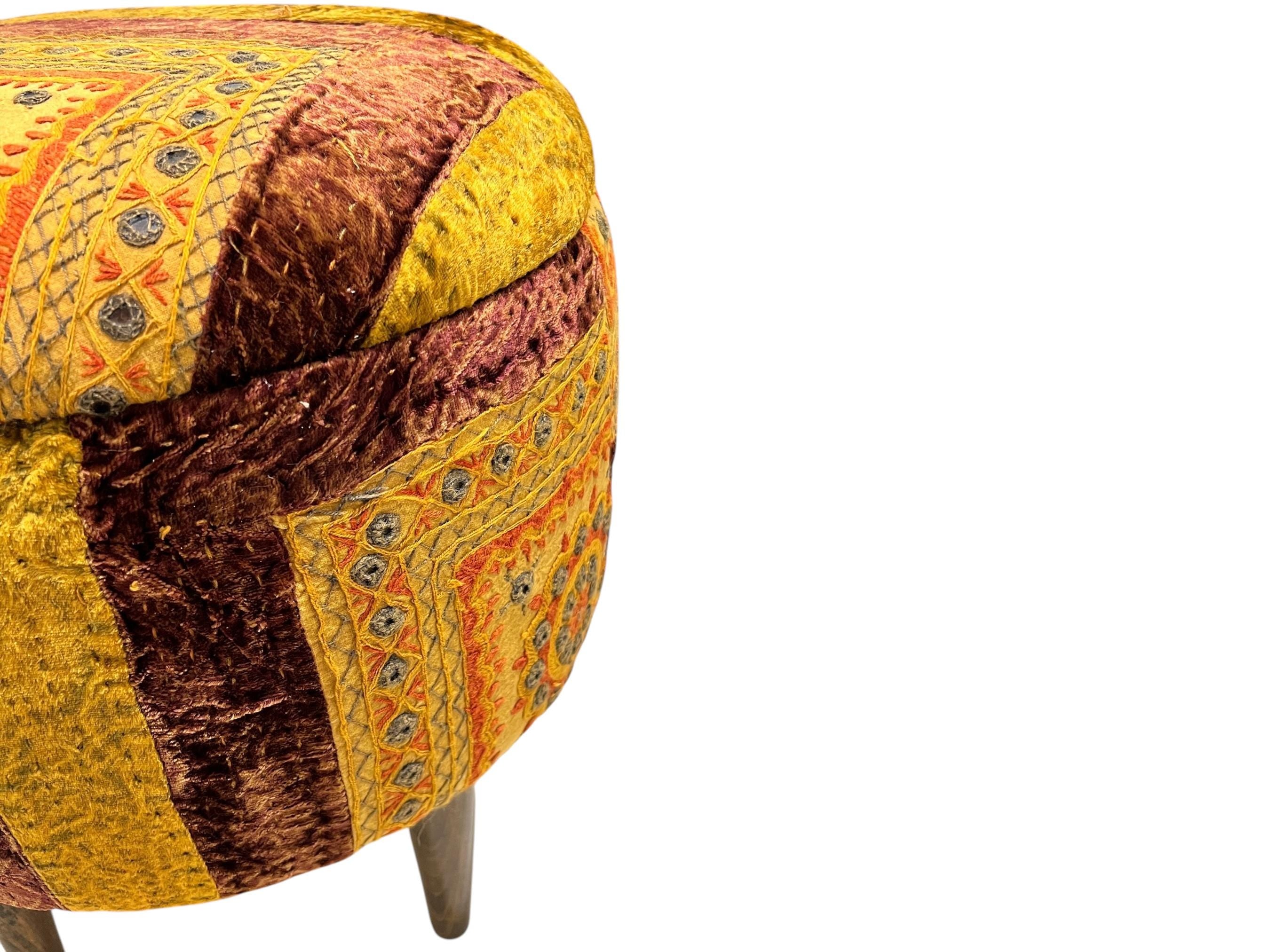 Indian Quilt Small Ottoman