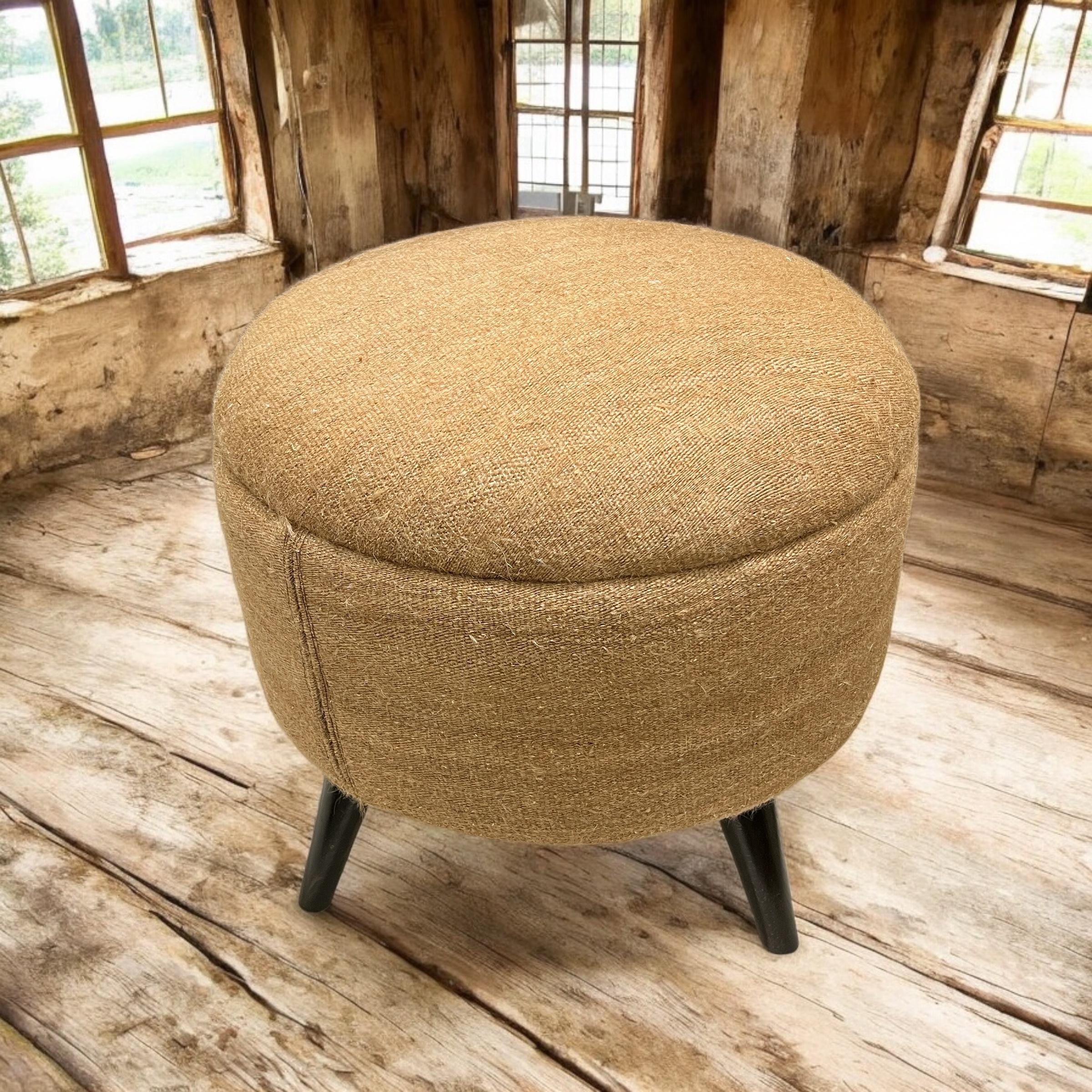 Angora Kilim Medium Round Ottoman