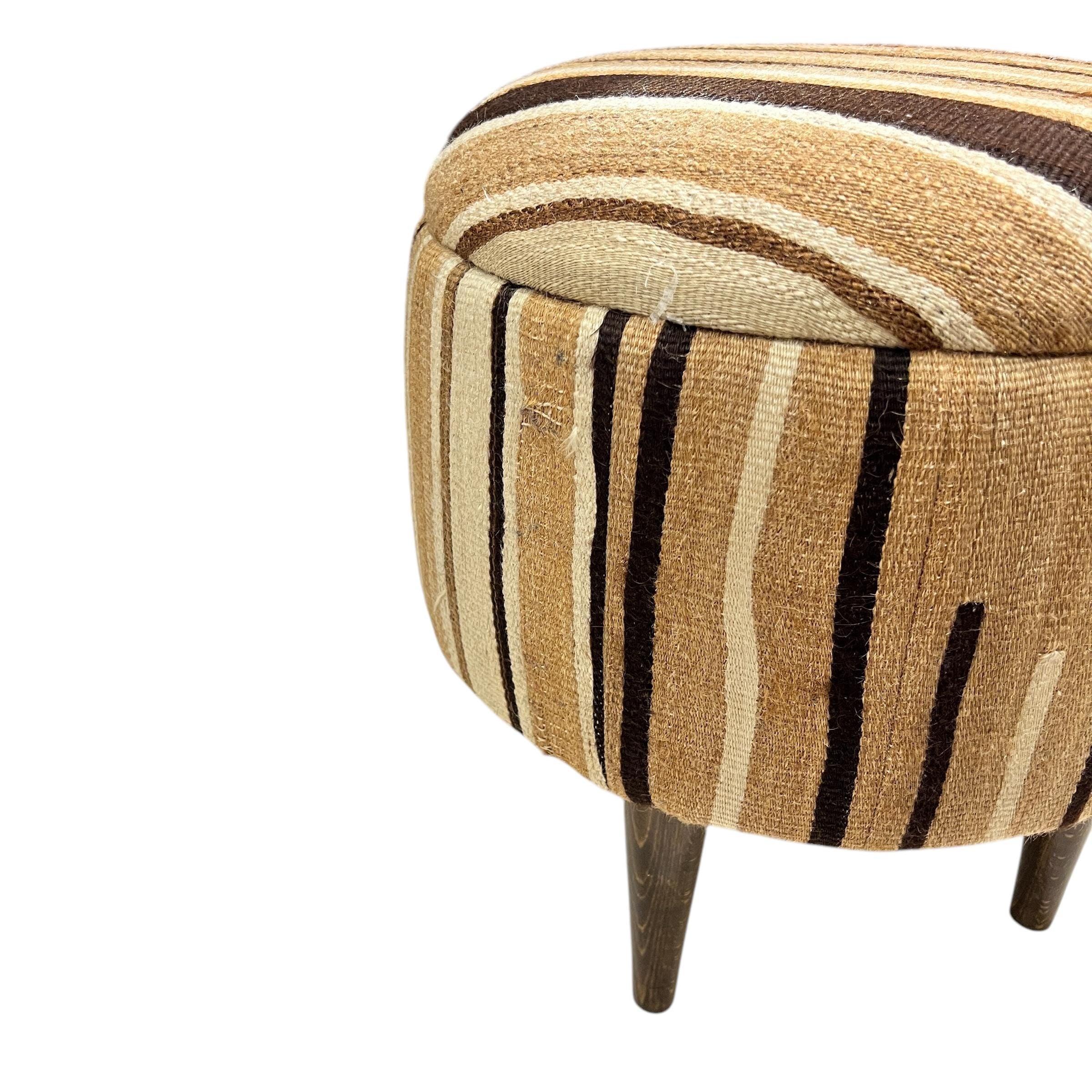 Angora Kilim Small Round Ottoman