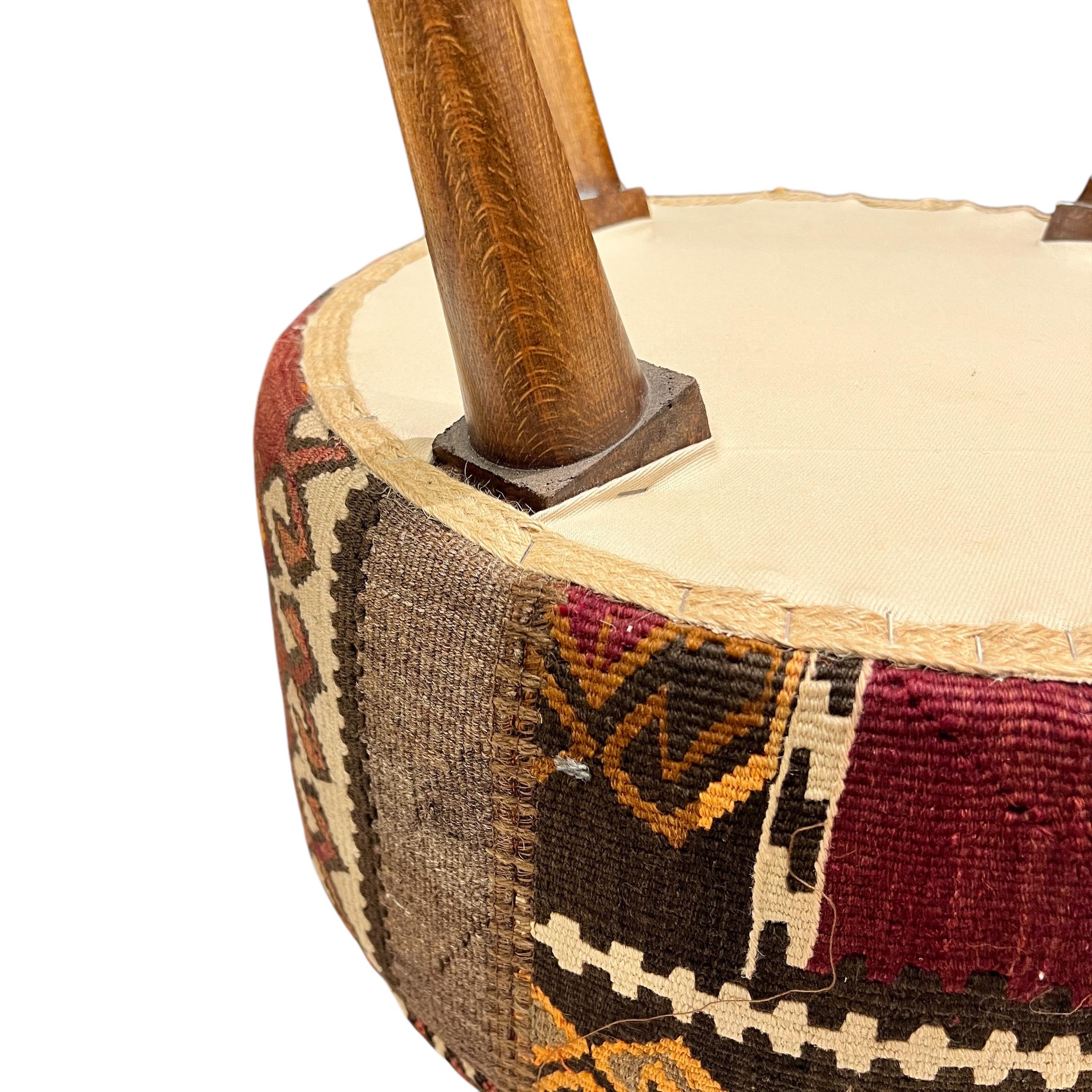 Vintage Kilim Round Ottoman