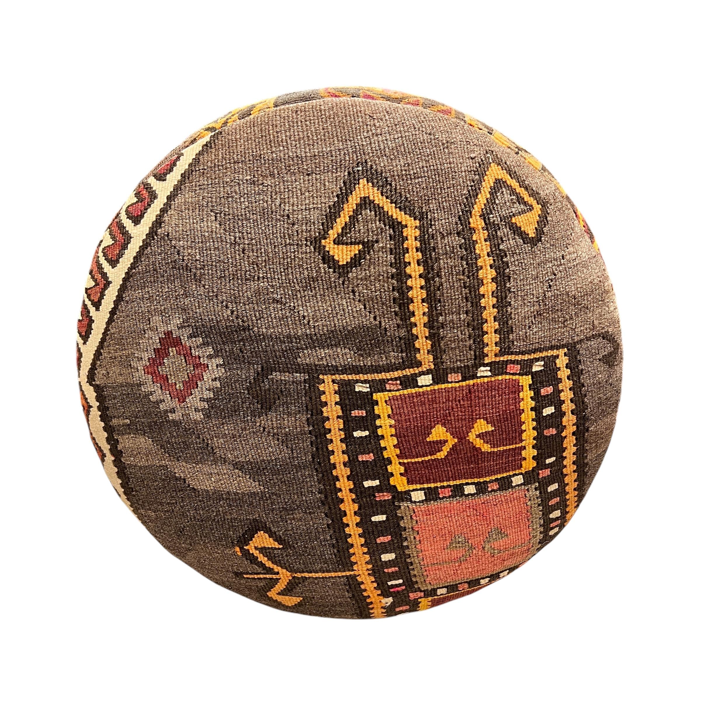 Vintage Kilim Round Ottoman
