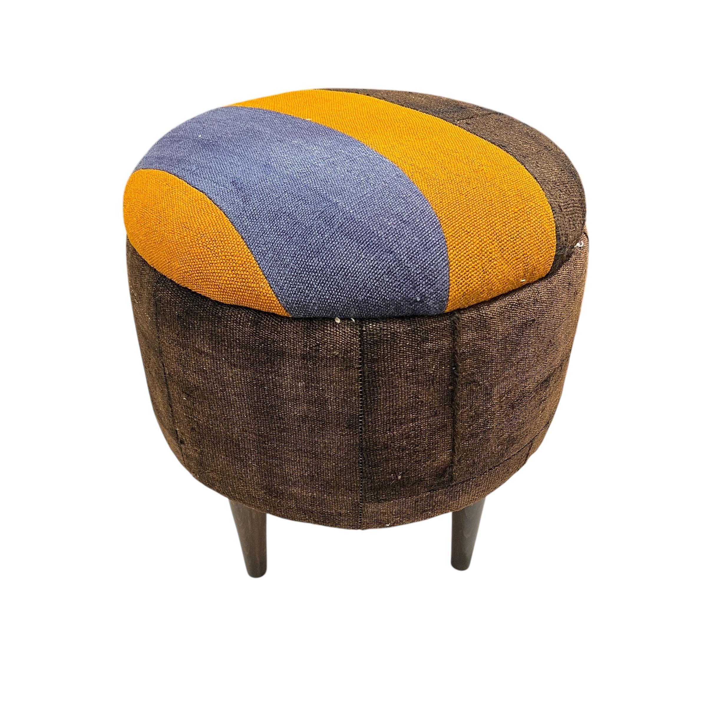 Abstract Midcentury Small Ottoman